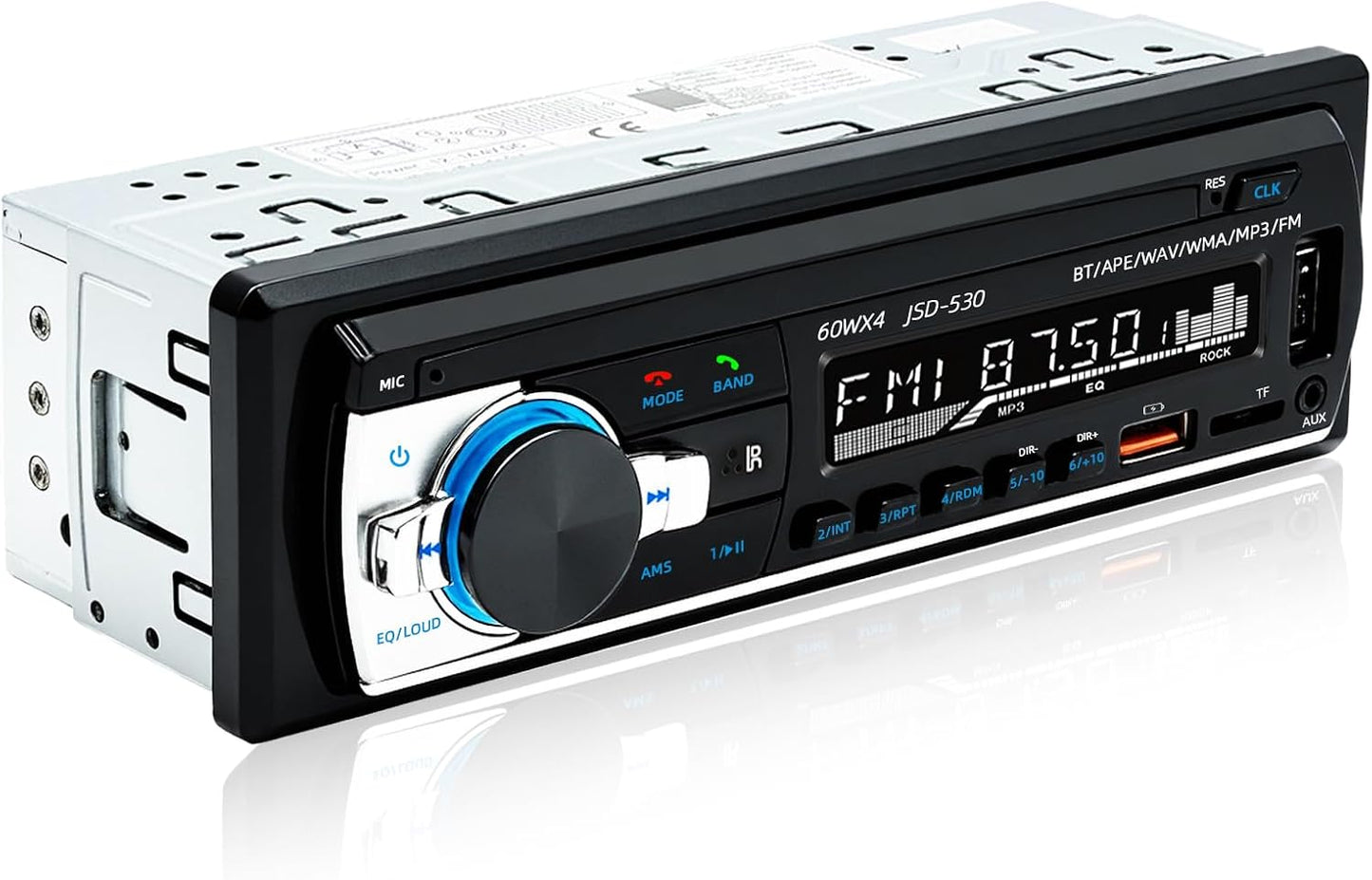 Auroky JSD-530 FM/MP3/TF/AUX/EQ, Single DIN Car Stereo Bluetooth Audio Player Handsfree Radio Receiver Dual USB Ports