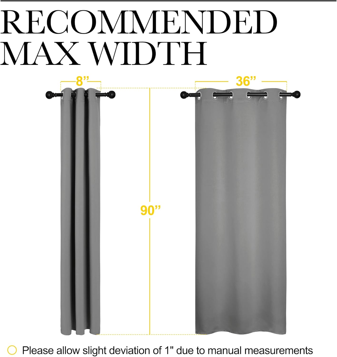 NICETOWN Thermal Insulated Blackout Curtains - Grommet Top Drapes for Hall | 2 Panels, W42 x L90 inches, Silver Grey