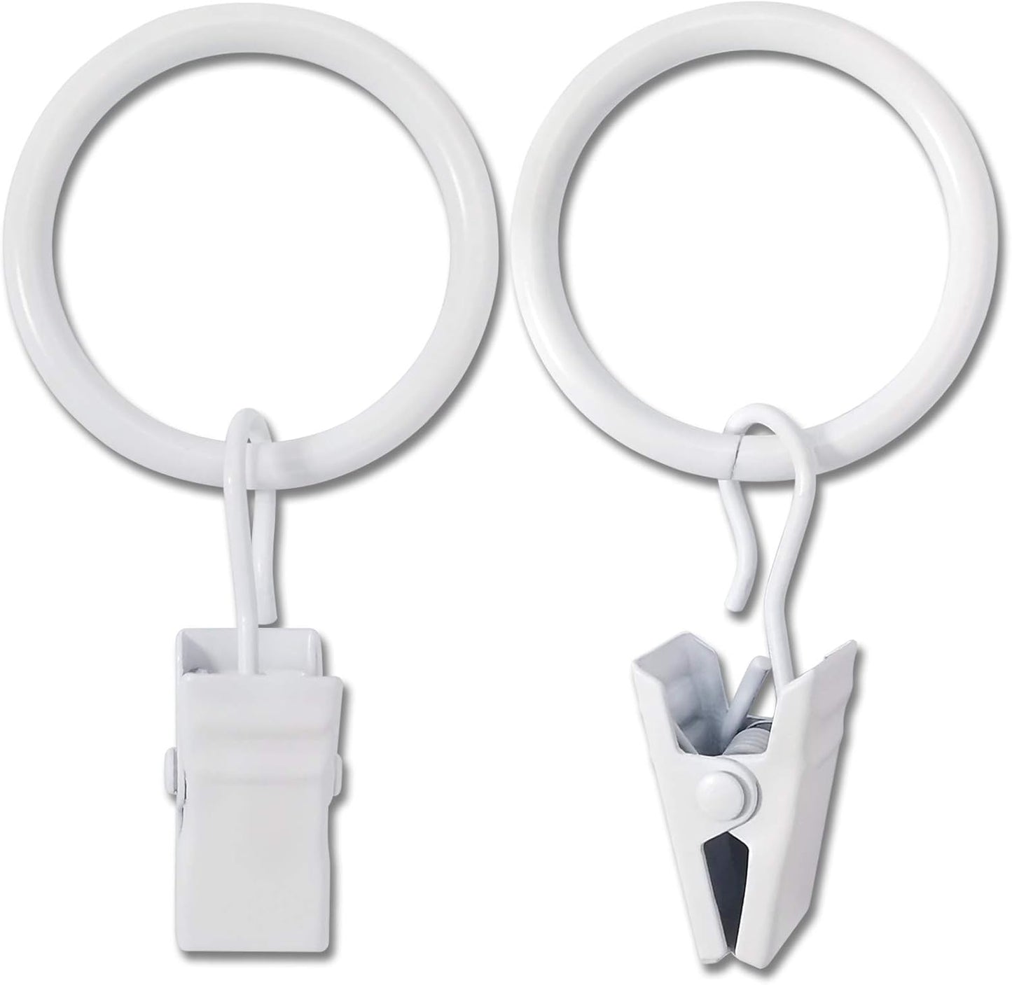 Skiennix 44 Pack Metal Curtain Rings - Durable Drapery Clips with 1 Inch Inner Diameter, White