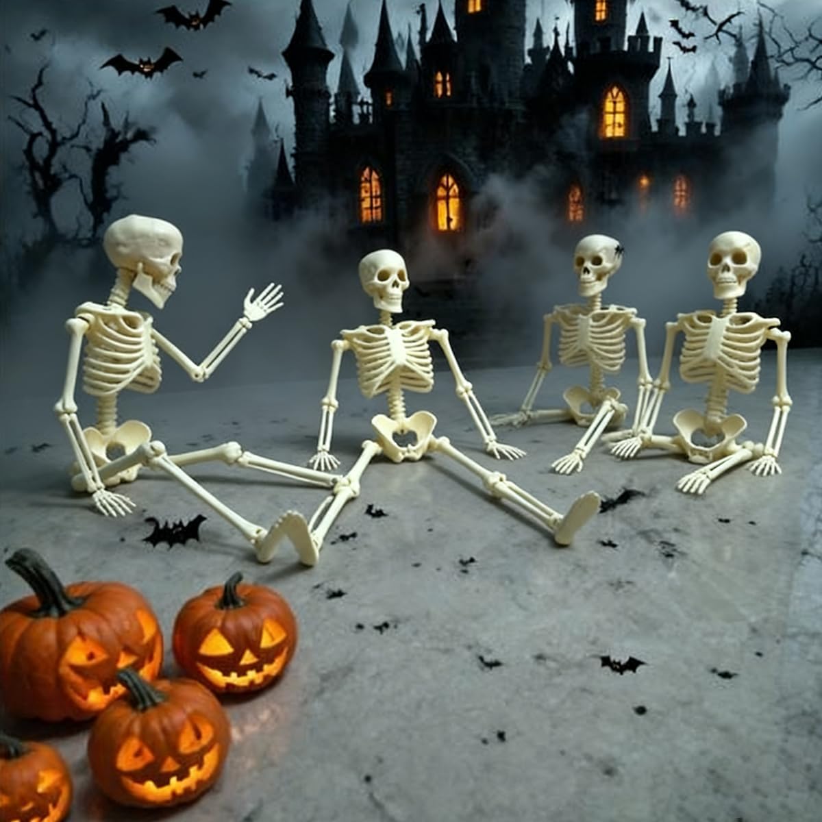 Skiennix Mini Skeletons | 20 Pcs Posable 6" Halloween Figurines for Spooky Decor & Party Favors