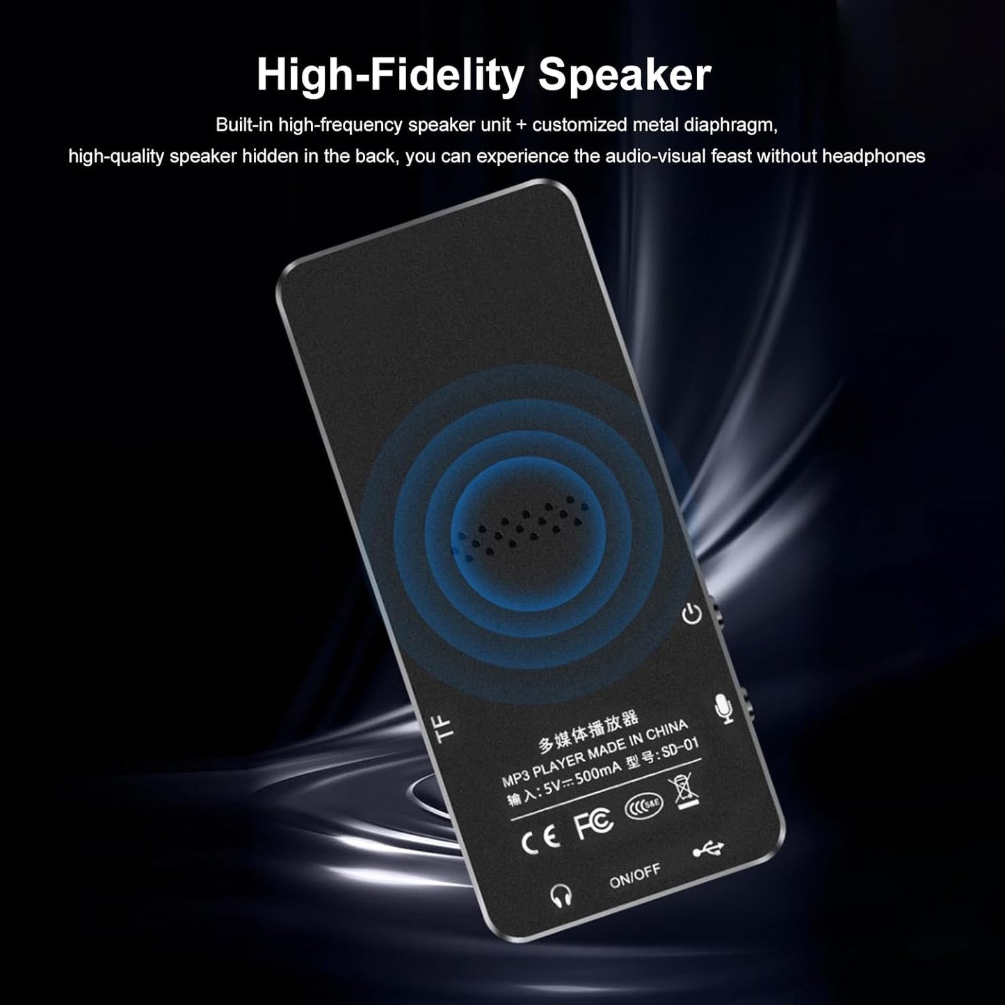 ERYUE MP3 8G (4G) Player Builtin Clear Speaker Wireless Design for Music Lovers Alloy Blue Memory for Daily Use