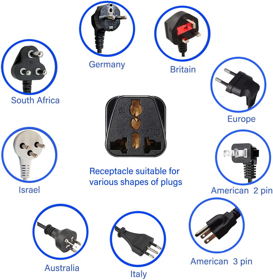 TEWOXIN 5PCS 6-15P Adapter,15A 250V NEMA Plug International to US/Canada Power Plug Converter,for Professional