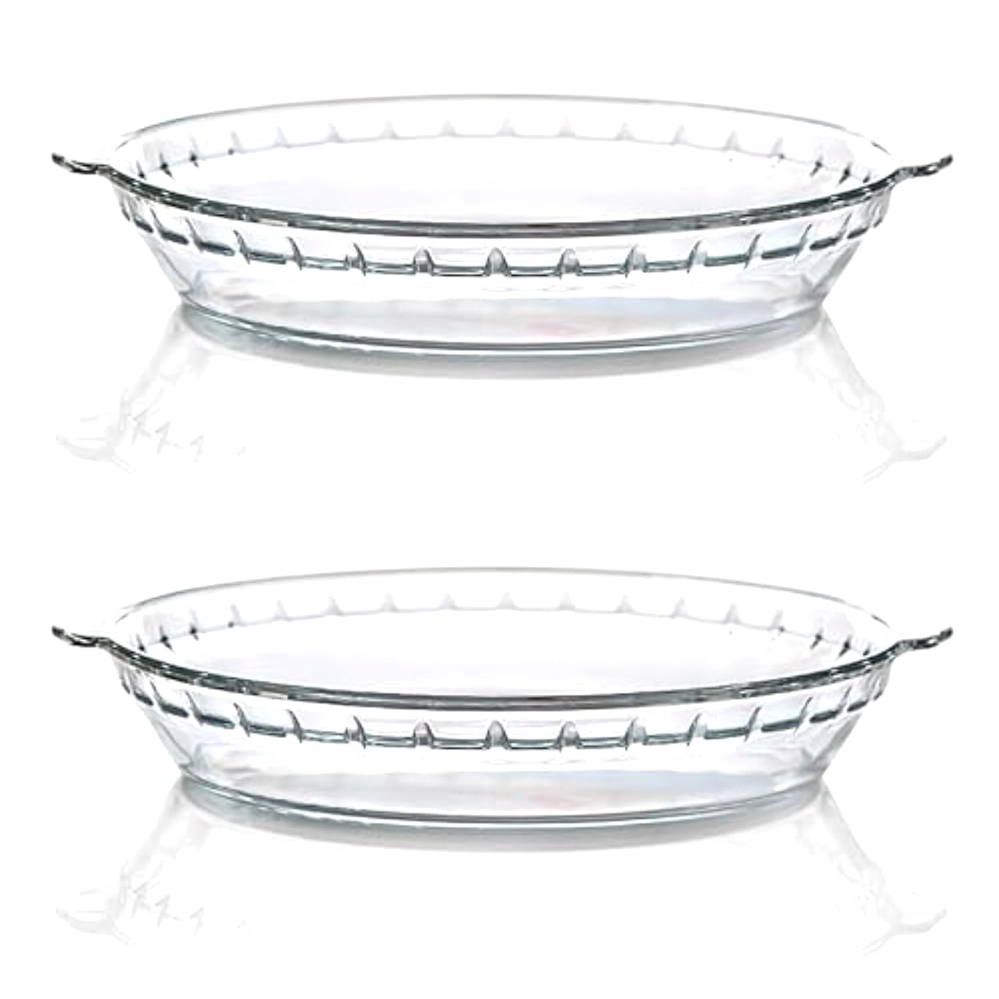 2-Pack Glass Baking Dish Set, Round Pie Glass Bakeware Pie Baking Dishes with Handles for Snacks Salads Desserts Dishwasher, Microwave, Freezer & Oven Safe (7 inch)