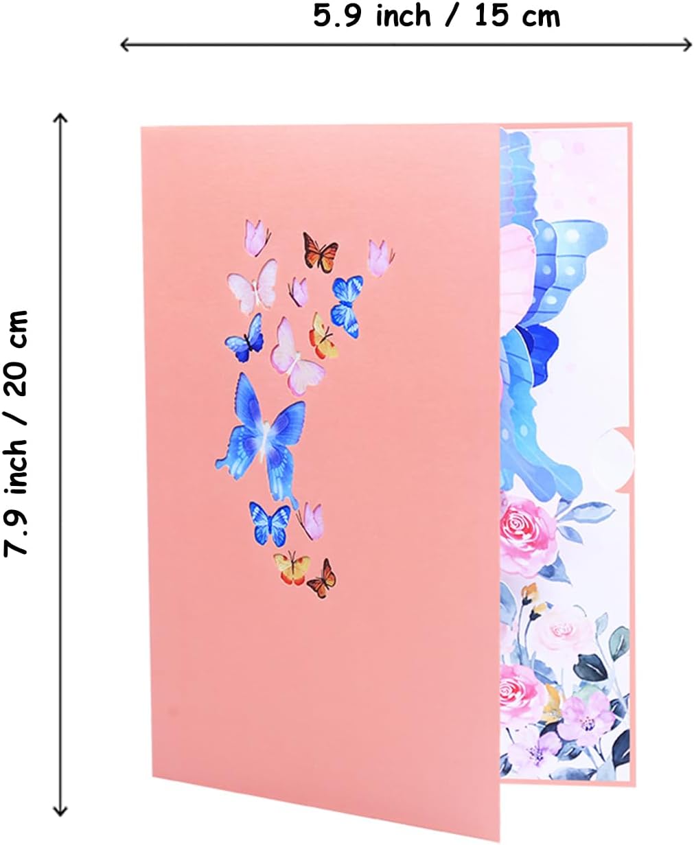 ROBBEAR 3D Butterfly & Flower Pop-Up Greeting Card - Handmade for Birthdays, Mother's Day & Anniversaries