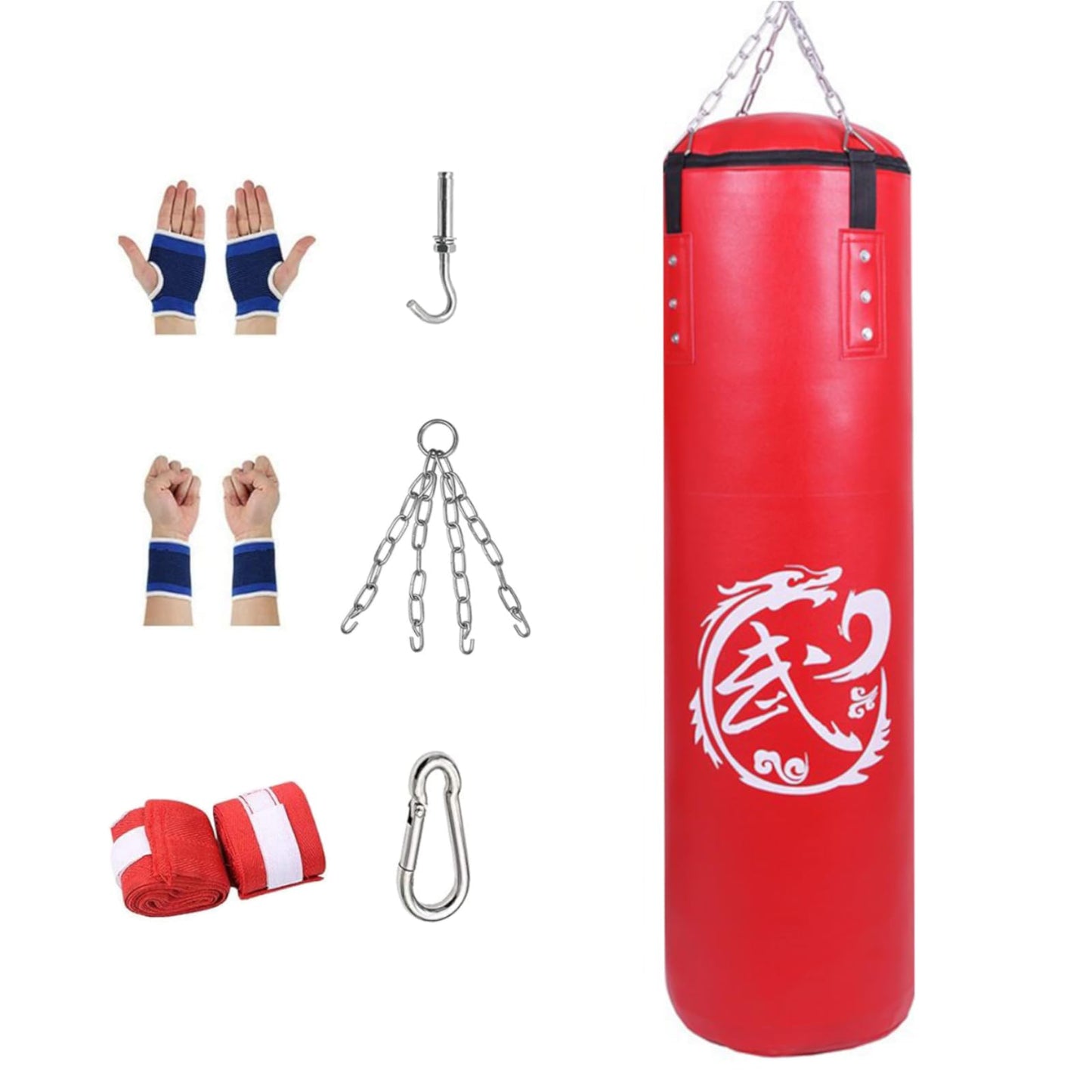 3.3FT Adult Boxing Punch Bag PU Leather, Heavy MMA Muay Thai Kickboxing Training Equipment for Fitness Training (No Filled Sands)
