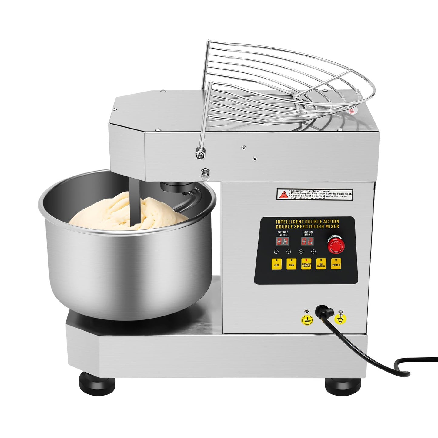 Commercial Food Mixer 2.6 Gal,Commercial Mixer with 100/200RPM Dual Speed, 750W Dough Mixer,Commercial Stand Mixer with Stainless Steel Bowl,Electric Dough Maker for Home Bakery & Restaurant