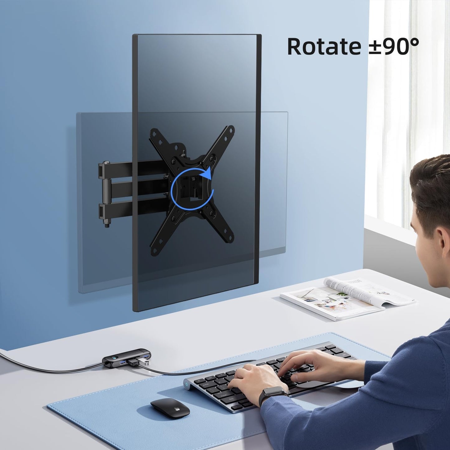 suptek 13-42 Inch 200x200mm 44lbs, MA1345 Full Motion TV Monitor Wall Mount for Most LED LCD Flat Curved Screen TVs