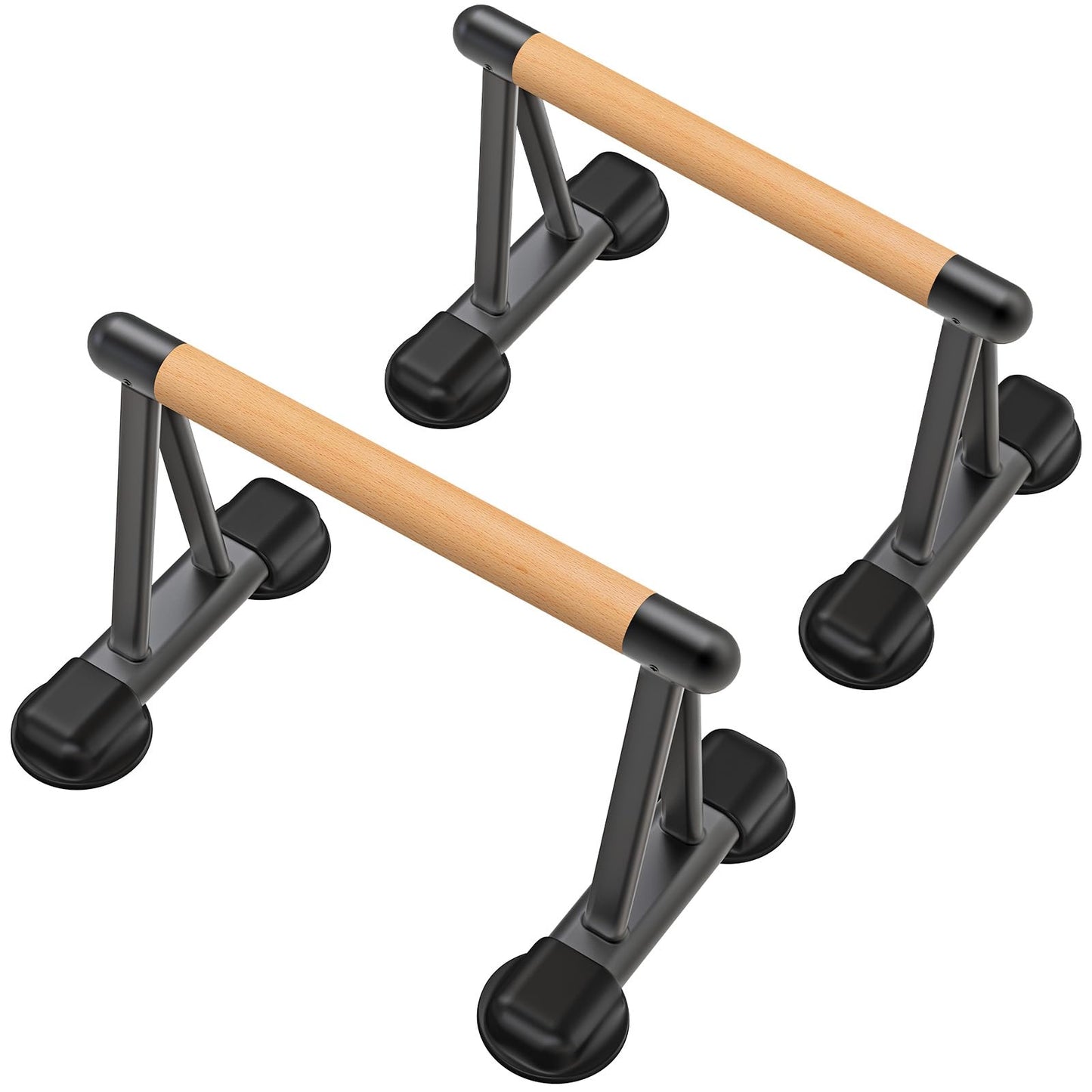 Dolibest Push Up Bar, 12'' High Parallettes Bars with Wooden Handles, Stable and Comfortable Calisthenics Equipment, Suitable for Handstand, L-Sit, Dip Bar, Strength Training for Indoor Outdoor