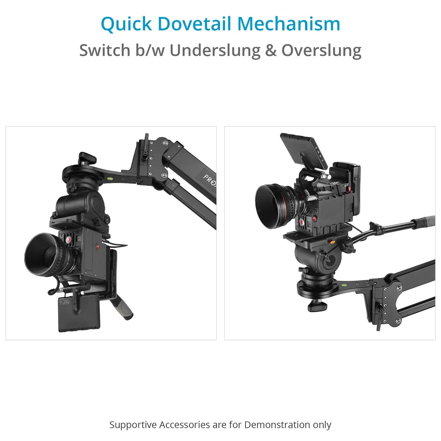 PROAIM 7.2ft Wave Fold Video Camera Jib Crane. 15kg/33lb Payload. 100mm Camera & Tripod Mounting. Quick Dovetail Mechanism. Telescopic Front & Rear Pivot Adjustments (JB-WVFD-01)