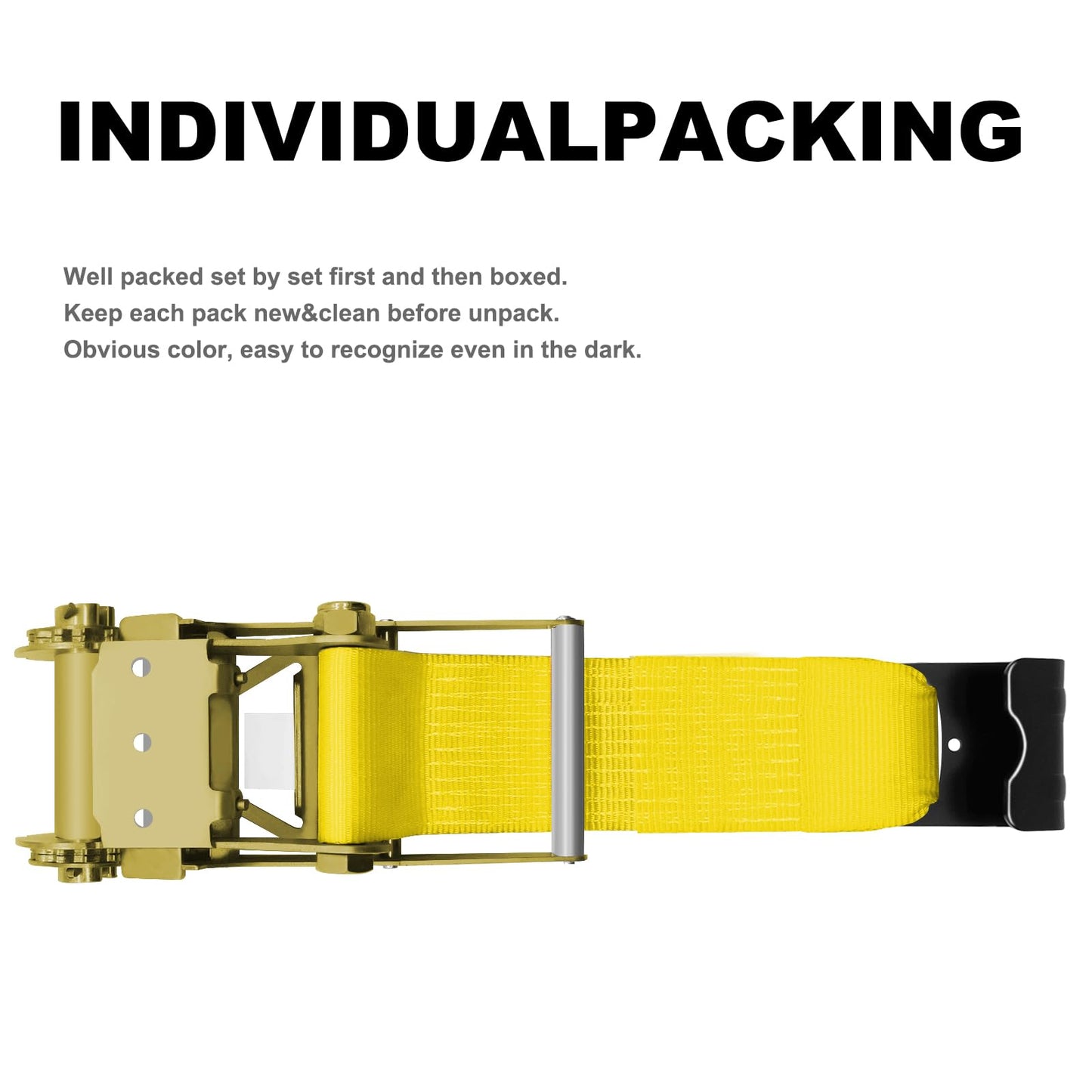 SALUINOKI 5 Pack 4 inch Ratchet Flat Hook Heavy Duty Yellow x12 inch(No Strap), Compatible with 4 inch Winch Straps for Flatbed Trailer