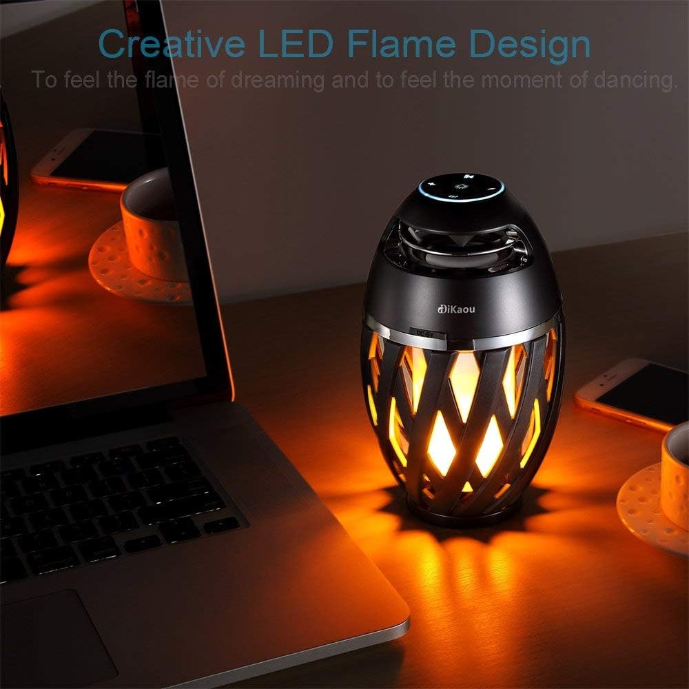 DiKaou BT4.2 Led Flame Table lamp, Torch Atmosphere Bluetooth Speakers&Outdoor Portable Stereo Speaker with HD Audio