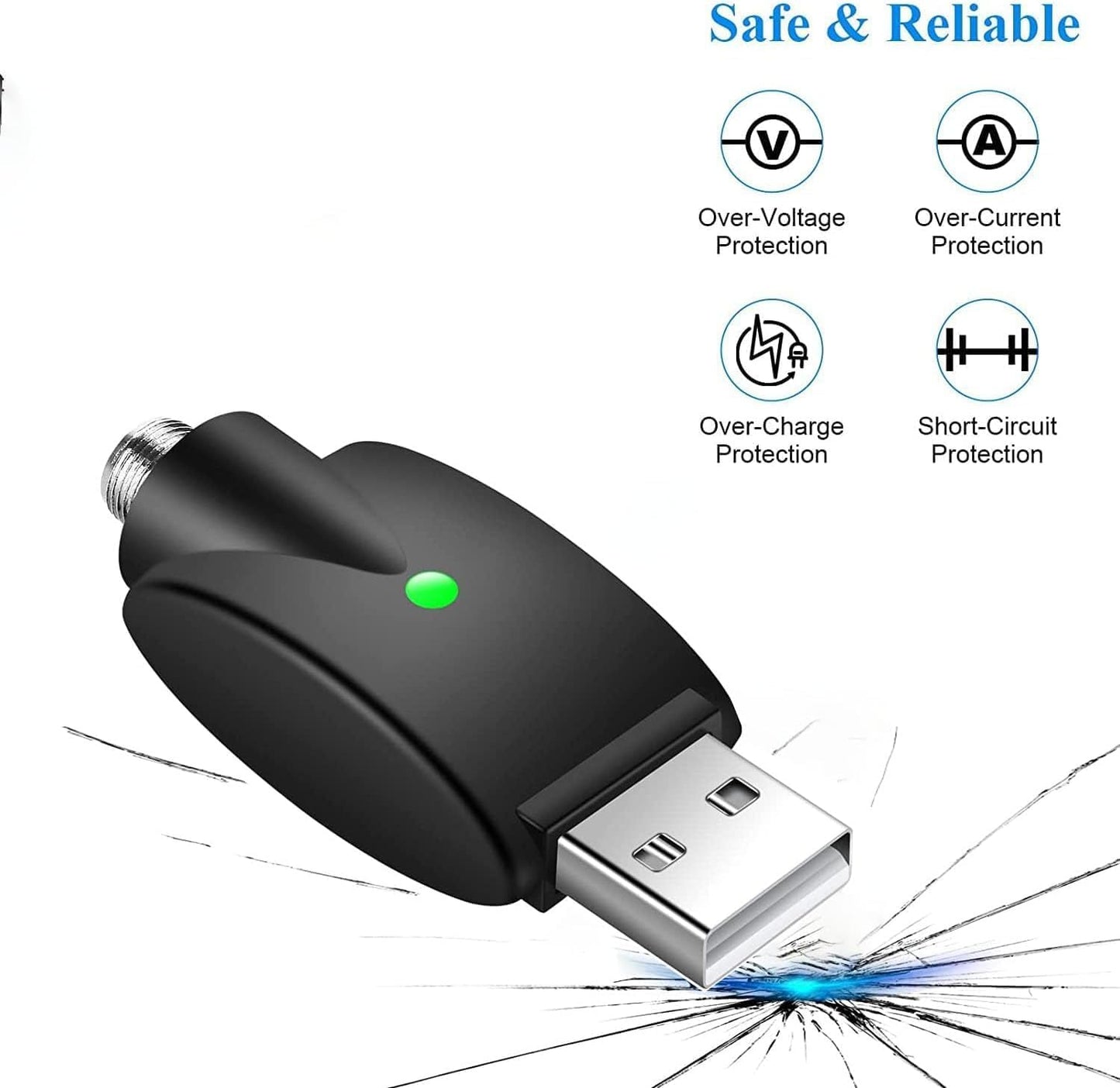 Yacusum 2Pieces USB Thread Cable,USB Smart Charger Cable, Overcharge Protection Adapter with LED Indicator Adapter