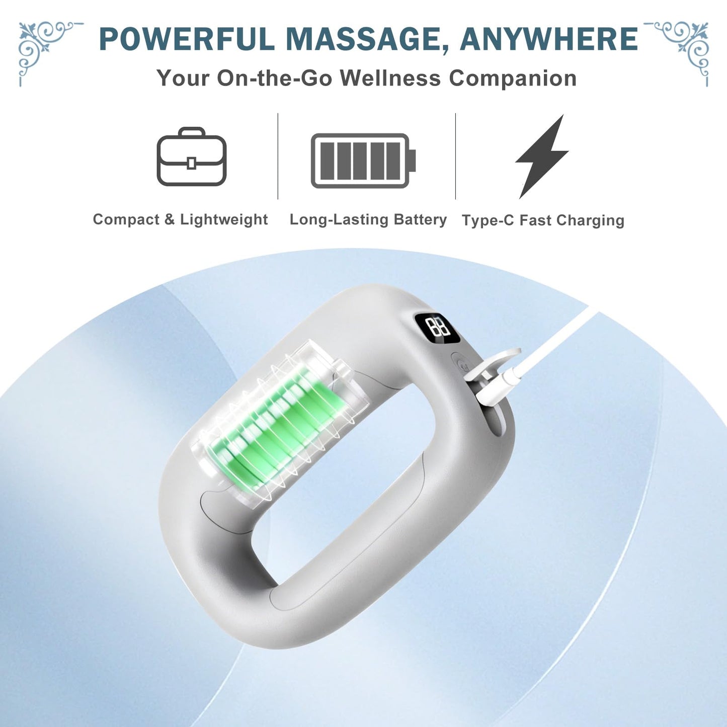 Multifunctional Full-Body Fascia Ring Massager, 3 Modes & 6 Intensities, Deep Tissue Vibration, Hands-Free Electric Massage Ring for Muscle Recovery & Relaxation, Gift for Athletes & Office Workers
