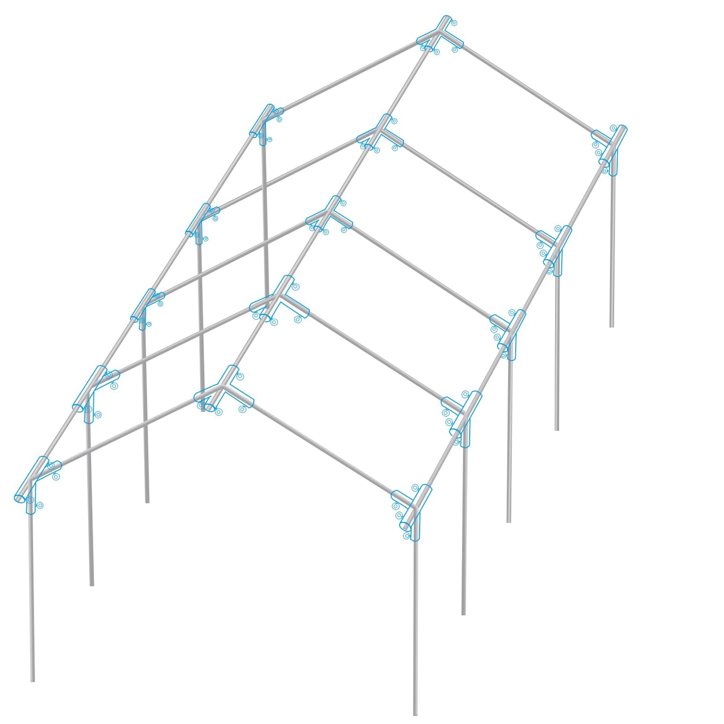 Aoneky 1 3/8'' 6/8/10-Legs High Peak Corner Canopy Fitting Couplers Kit - Frame Carport Connectors, Silvery (10 Leg Canopy Top Kit)