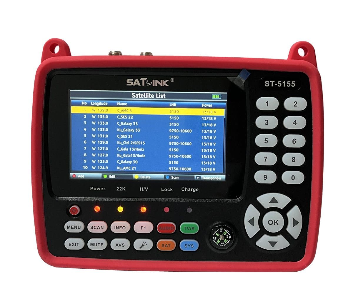 ST-5155 Satellite & Terrestrial Cable Signal Meter DVB-S/S2/T/T2/C Combo Meter Support HD 1080P MPEG-2/4 H.264/H.265 (10 Bit), QPSK, 8PSK, 16APSK, 32APSK