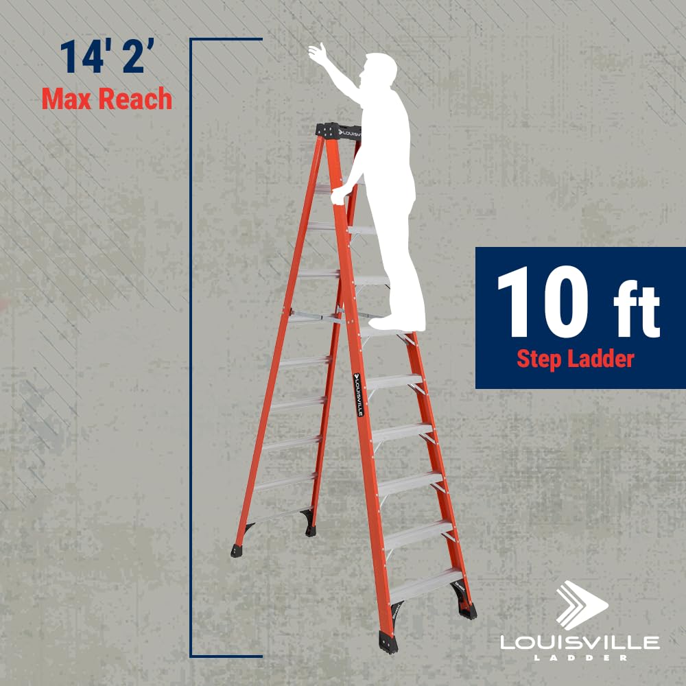 Louisville Ladder 10-Foot Fiberglass Step Ladder, 375-Pound Load Capacity, Type IAA, FS1410HD