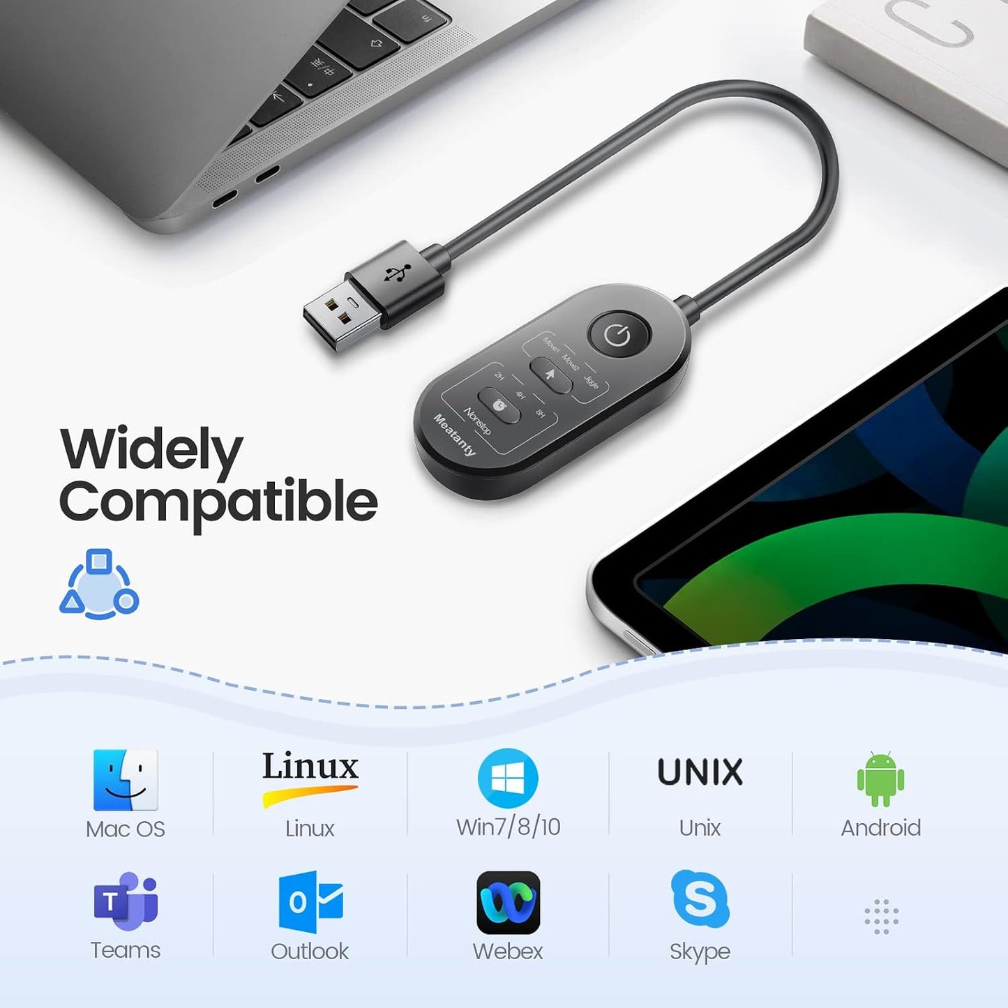 meatanty 3 1 in USB Mouse Mover with Timer, Separate Mode Selection and ON/Off Button, Mouse Shaker Wiggler Supports