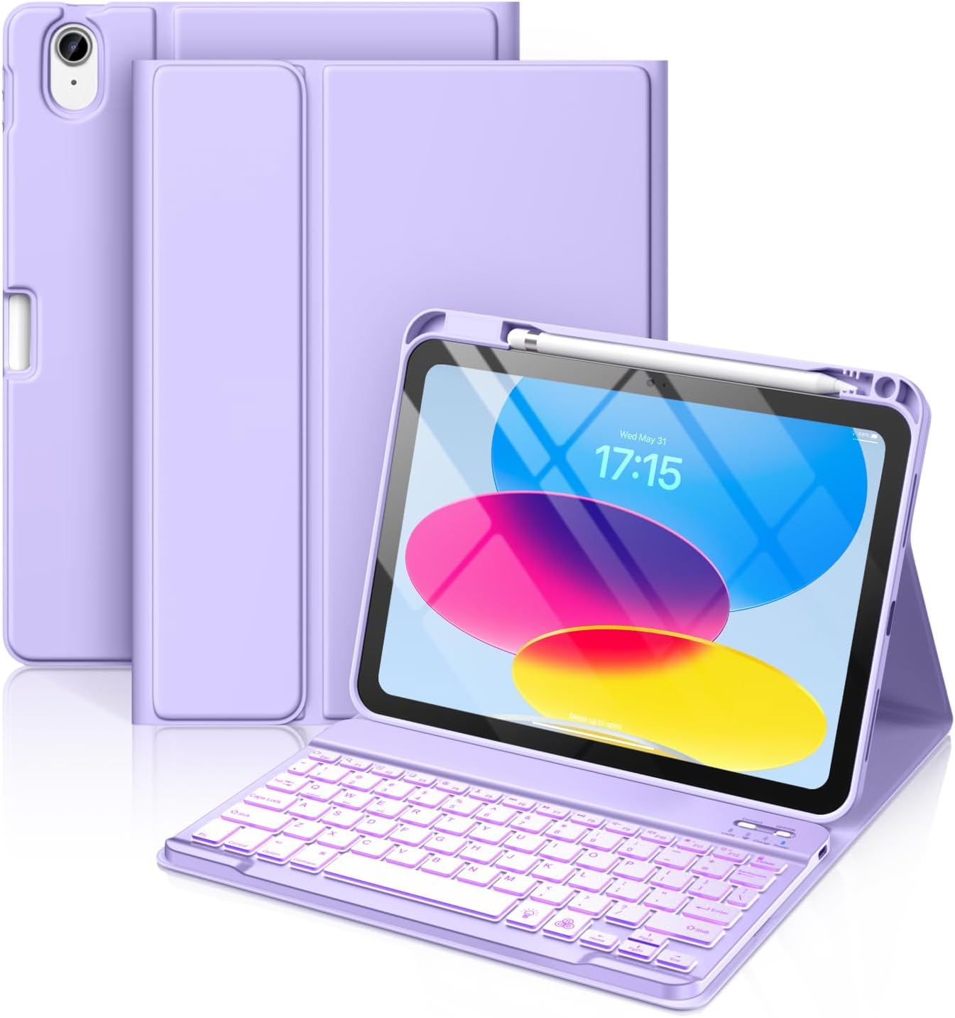 Hamile 11th 10th 7 11-inch A16 2025 10th 10.9 Inch 2022 for iPad Generation Case with Keyboard - Colors Backlit