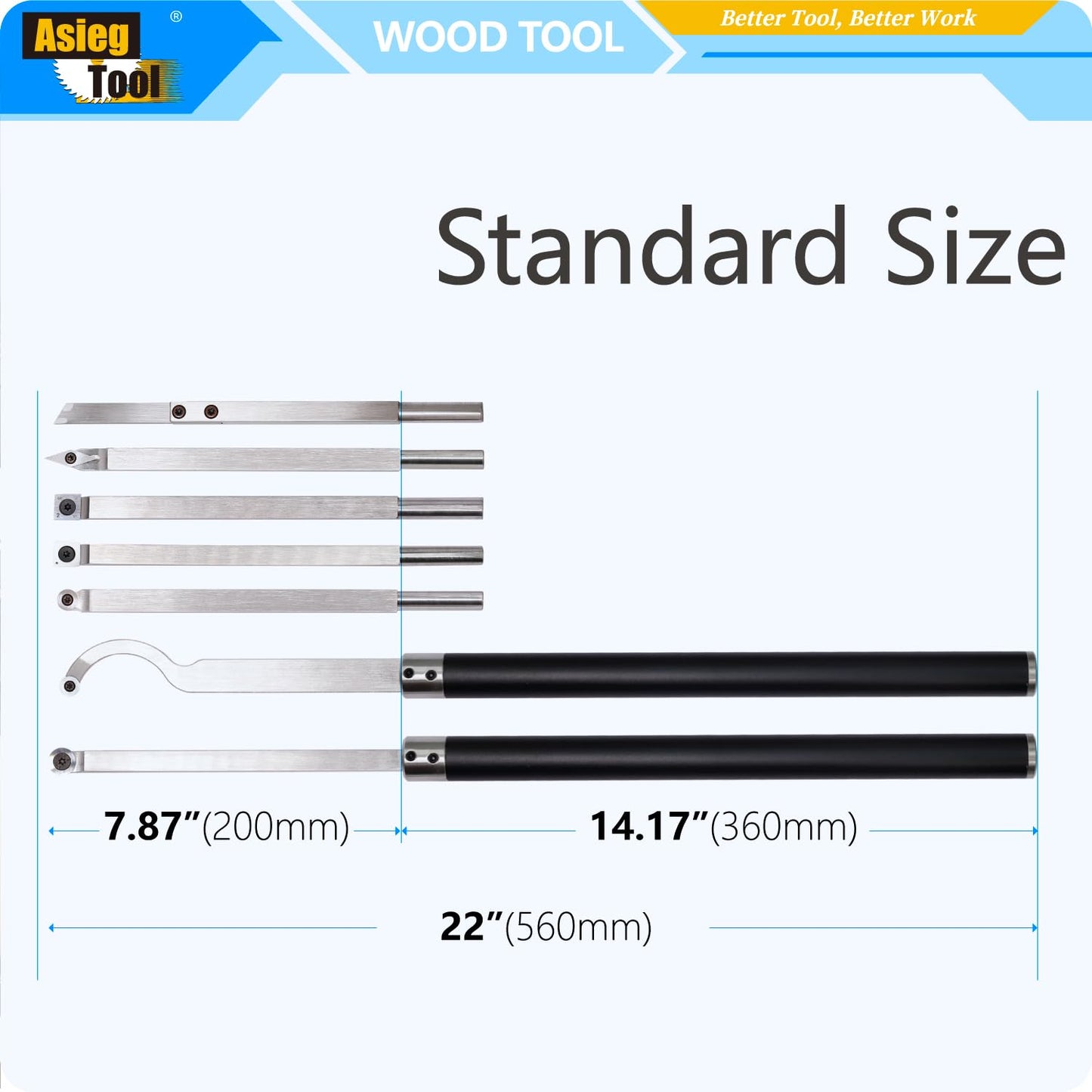 Carbide Tipped Woodturning Tool 9pcs chise set Lathe Full Size Rougher Finisher Detailer Swan Neck Hollower Parting Tools Set of 7 and 2 Interchangeable Aluminum All