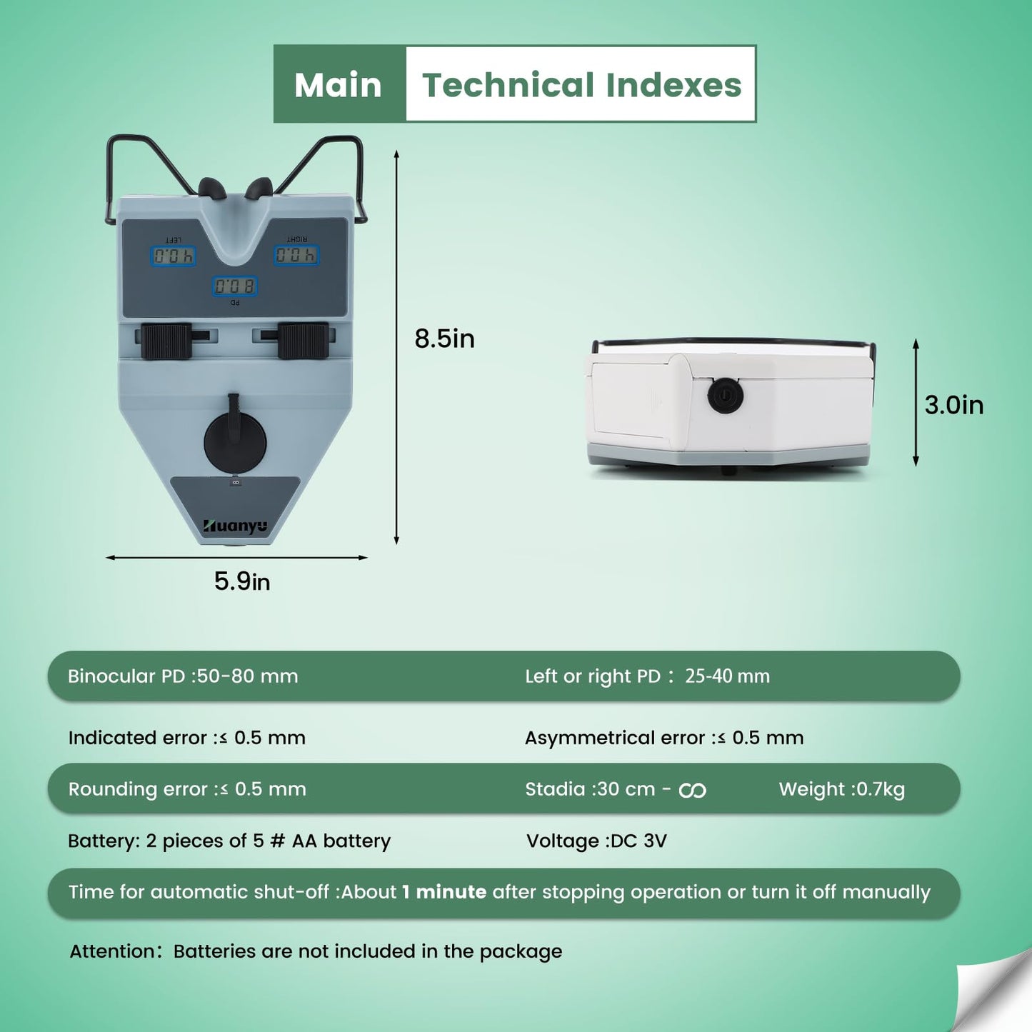 Huanyu Digital Pupilometer Optical PD Meter Pupil Distance Meter Measuring Tool (LY-9C) and Huanyu Frame Warmer 158-286℉ Eyeglass Frame Heater 600W Bundle