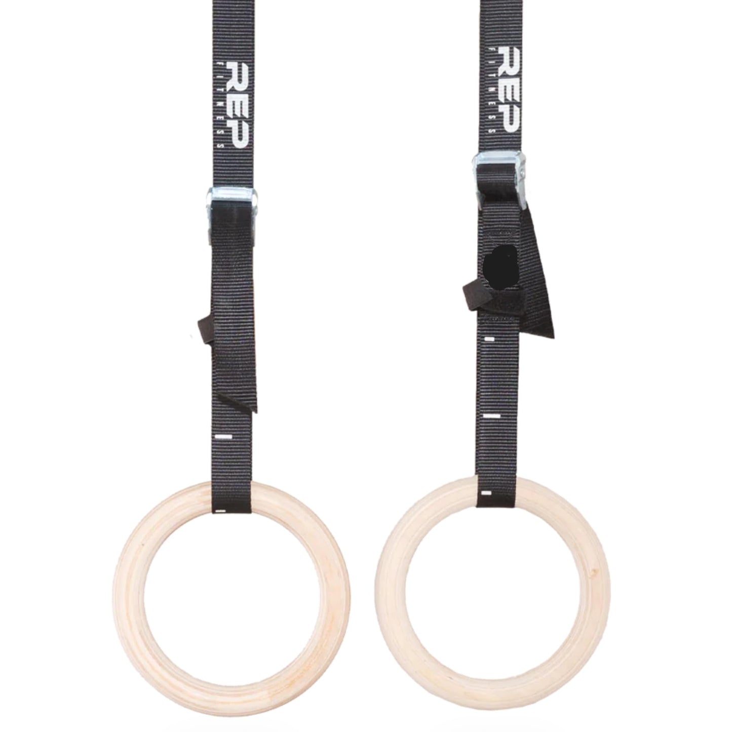 REP Fitness Wood Gymnastic Rings 1.11” FIG Spec Diameter, 14’ Adjustable Numbered Straps, Portable Olympic Suspension Trainer for Gymnastics, Core Training, Home Gym Workouts