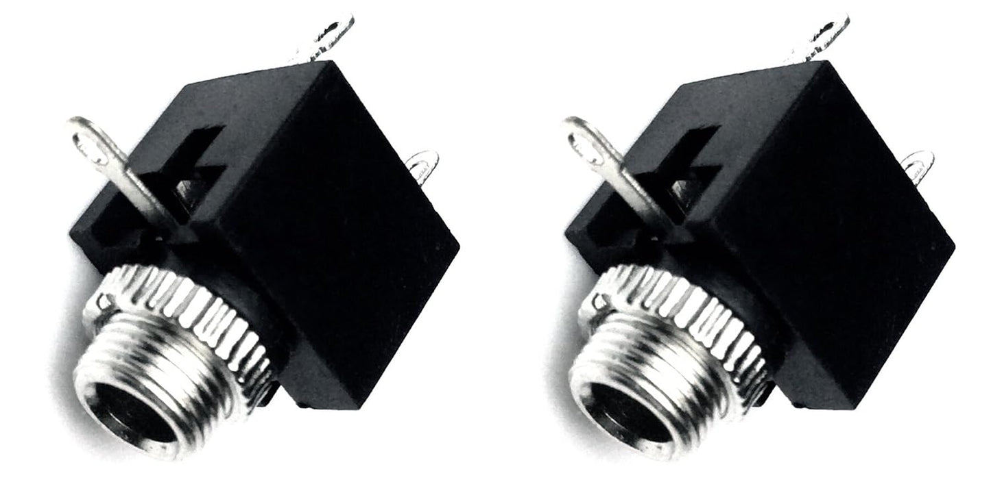 3.5mm 2 Pack CESS Black Mono TS Socket, Soldering Type, Panel Chassis Mount