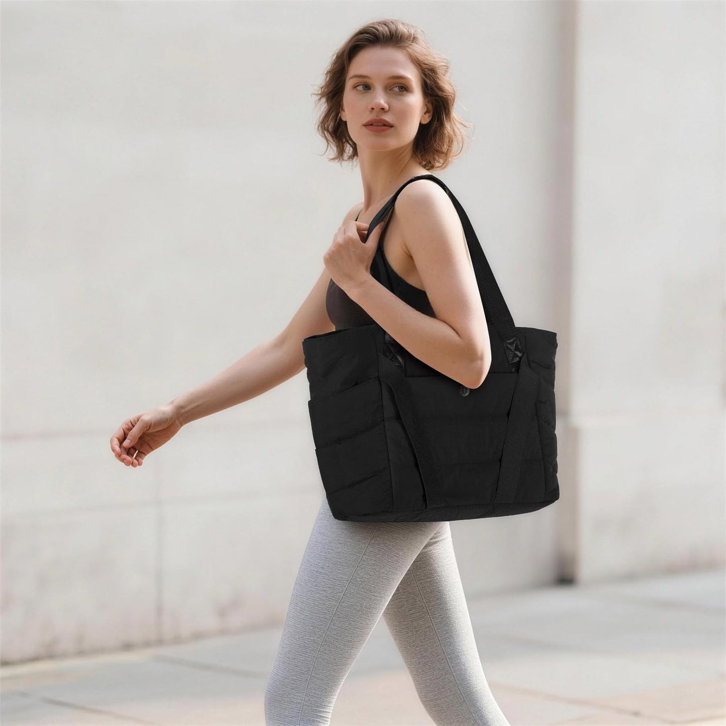 Axcone Cute Yoga Mat Bag Carrier, Pilates Bag for Women, Yoga Tote with Luggage Sleeve & Mat Straps - Gym Work Bag Travel Black