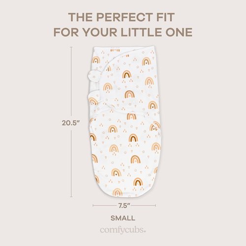 Comfy Cubs Swaddle Blanket Set - 100% Cotton Newborn Wraps for 0-3 Months | Breathable Rainbow Design