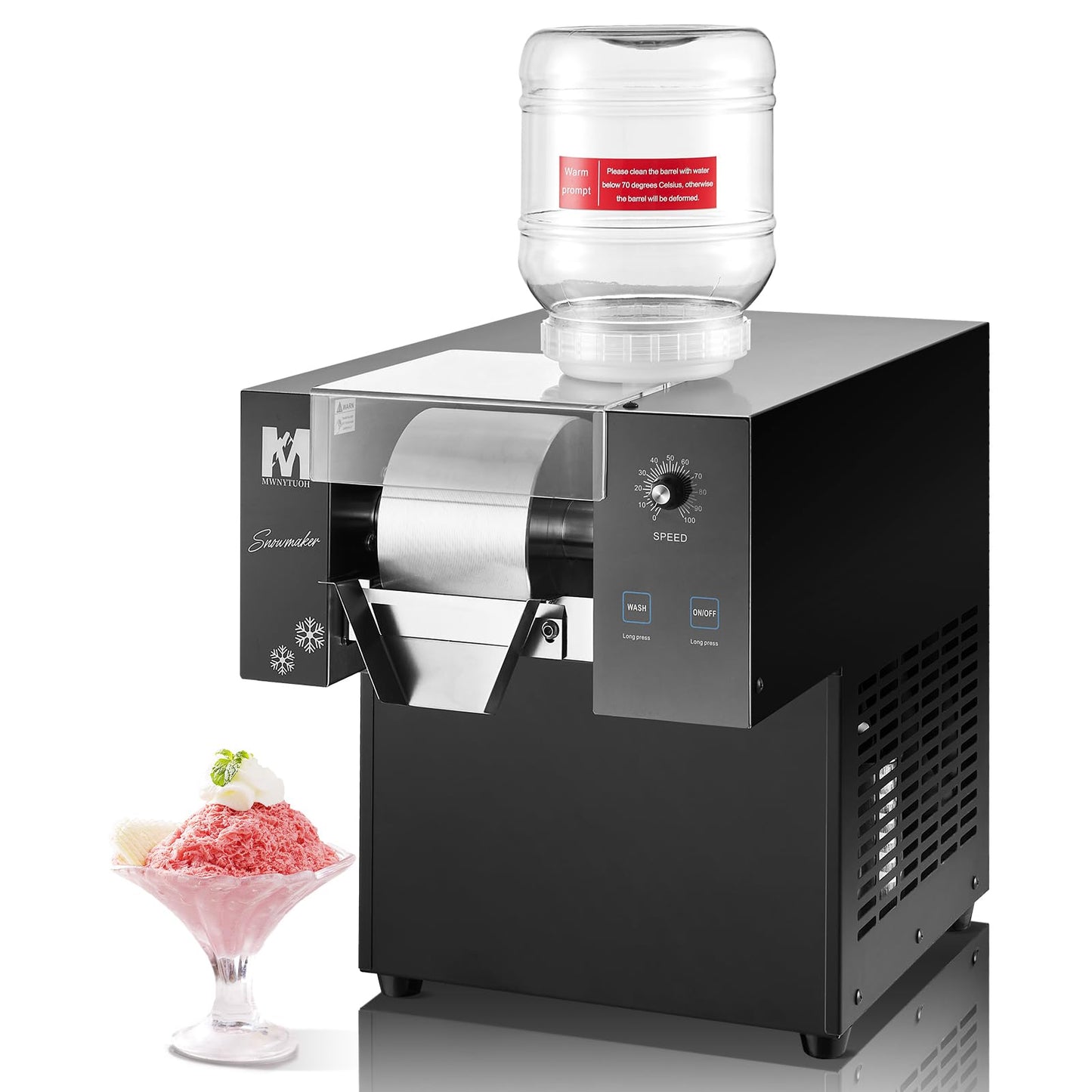MWNYTUOH Snowflake Ice Machine, 330.6LBS/24H 660W Shaved Ice Machine, Rapid Cooling, Food-Grade Stainless Steel Material, Snowflake Ice Maker for Dessert, Ice Cream,Suitable for Party＆Commercial Use
