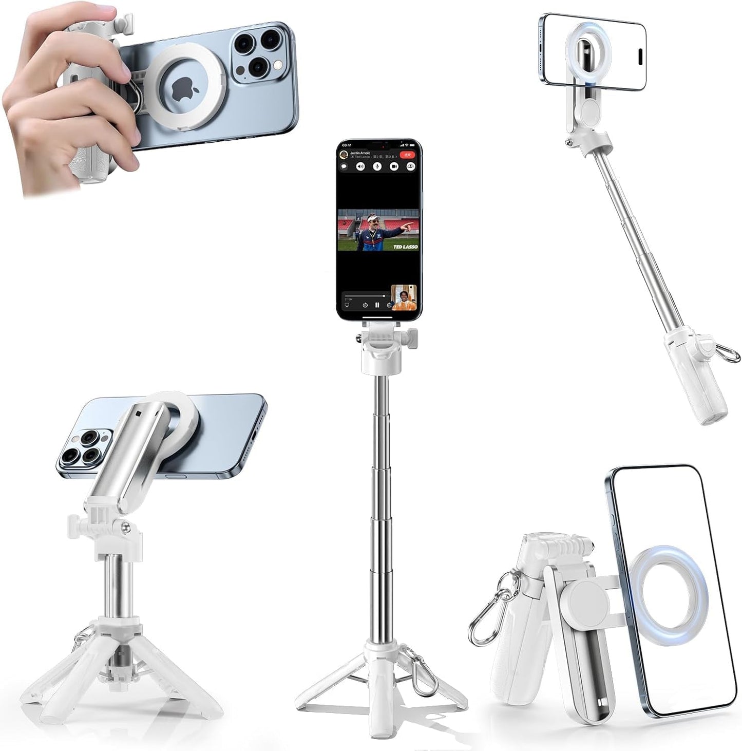 CloudValley 4-in-1 Magnetic Multifunctional Selfie Stick Tripod, Mini Portable Pocket Phone Stand with Detachable