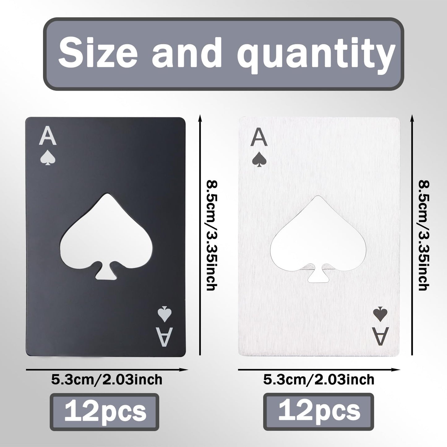 Ace of Spades Bottle Openers, 24Pcs Poker Card Bottle Openers,Credit Card Size Stainless Steel Bottle Opener Card, Beer Bottle Opener for Wallet Pocket Wedding Party Good Gift (24)