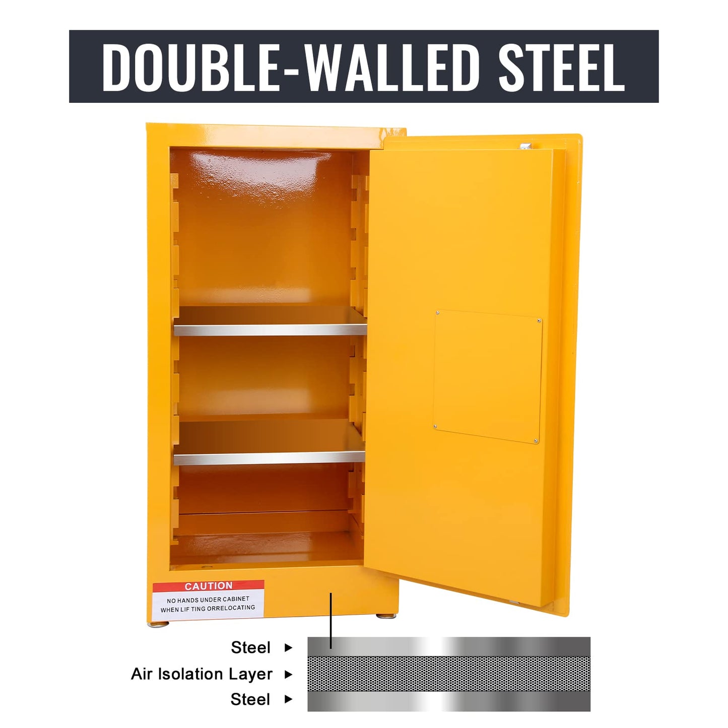 Migoda Flammable Storage Cabinet Galvanized Steel,18x18x35 Flammable Safety Cabinet,Explosion Proof Cabinet for Commercial Industrial and Home Use, Yellow