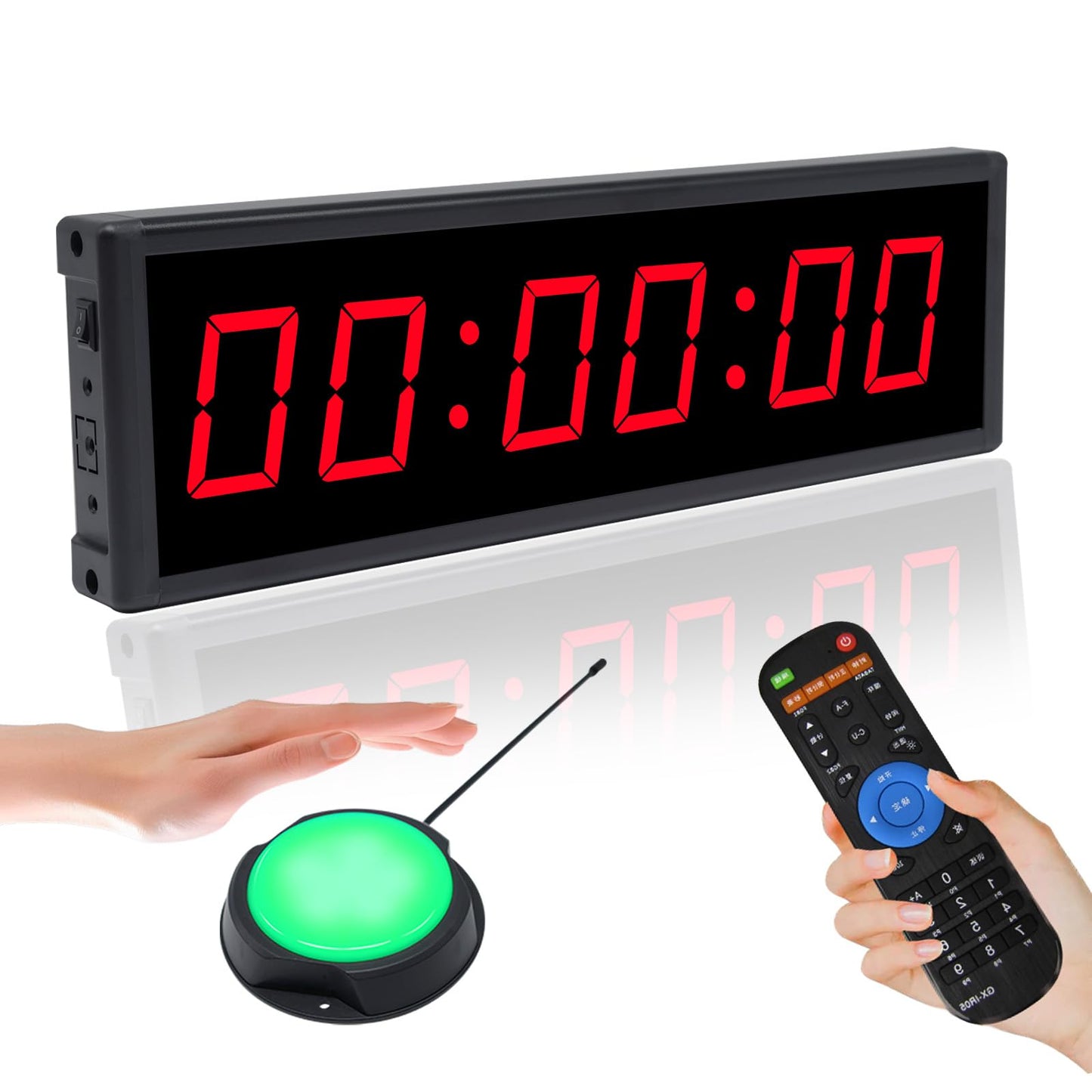 Digital Gym Timer Clock with Wireless Start/Stop Button, Workout Clock with Remote Control, Wall Clock for Home Gym with Interval Timer, Stopwatch, Count Up/Down