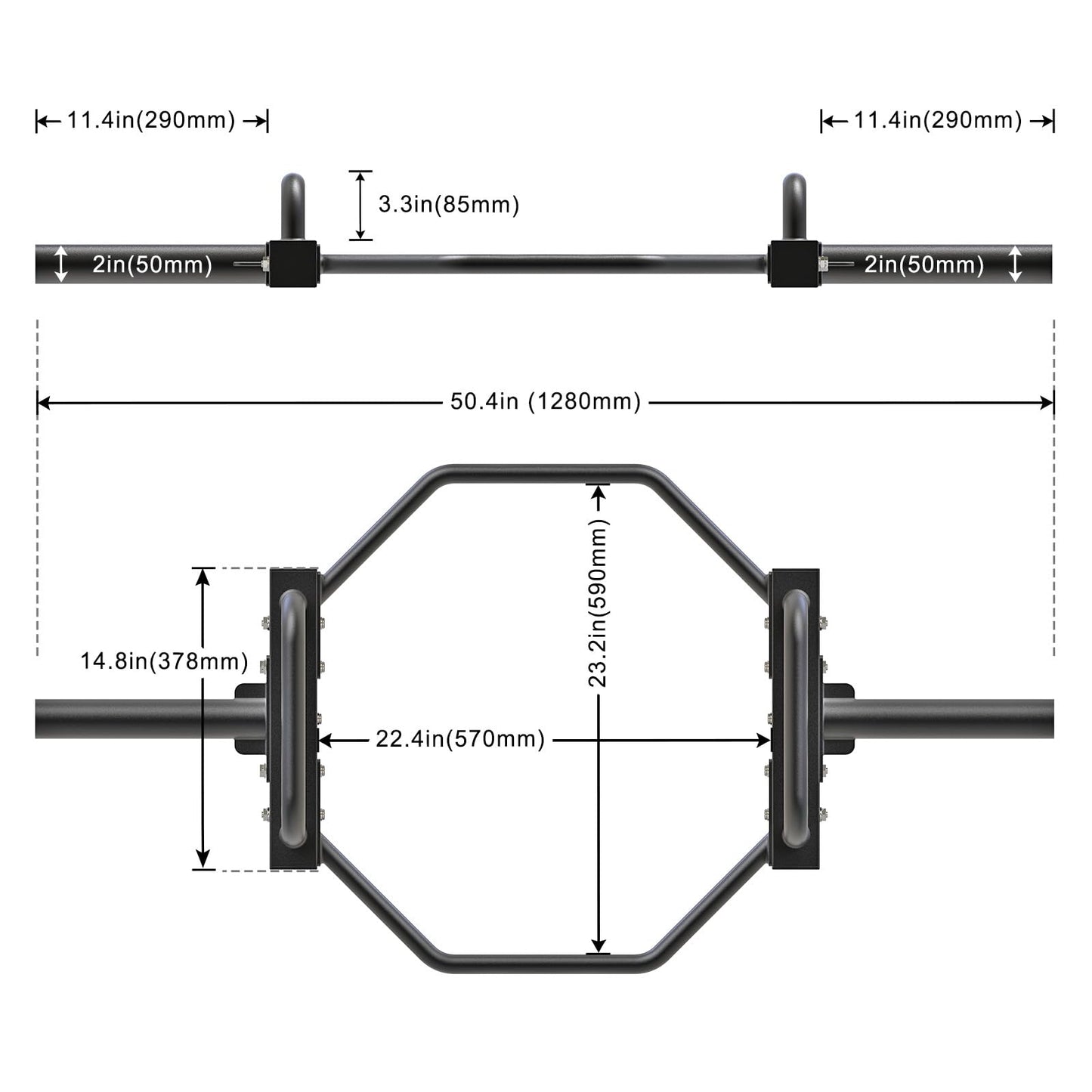 SELEWARE Trap Bar Hex Bar for Deadlift, Olympic Hex Barbell Deadlift Trap Bar, 500 LBS Capacity Heavy Duty Weight Lifting Hex Bar Strength Training Equipment for Home Gym, Squats, Shrugs