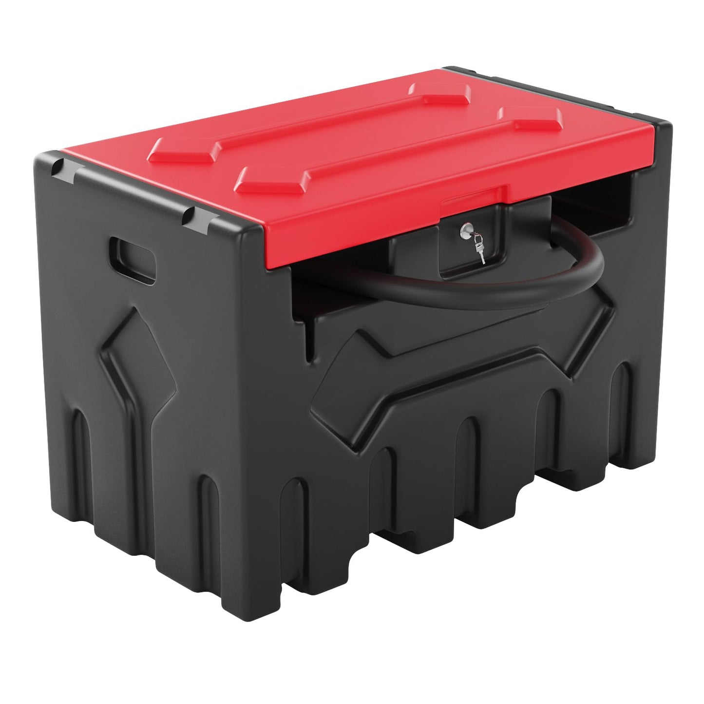 52 Gallon Portable Diesel Fuel Tank with 12V Pump, Auto Shut-Off Nozzle, 15Ft Hose & 360° Swivel, Heavy-Duty HDPE Diesel Transfer Tank for Trucks, Farm, Generator, Construction - Red Cover