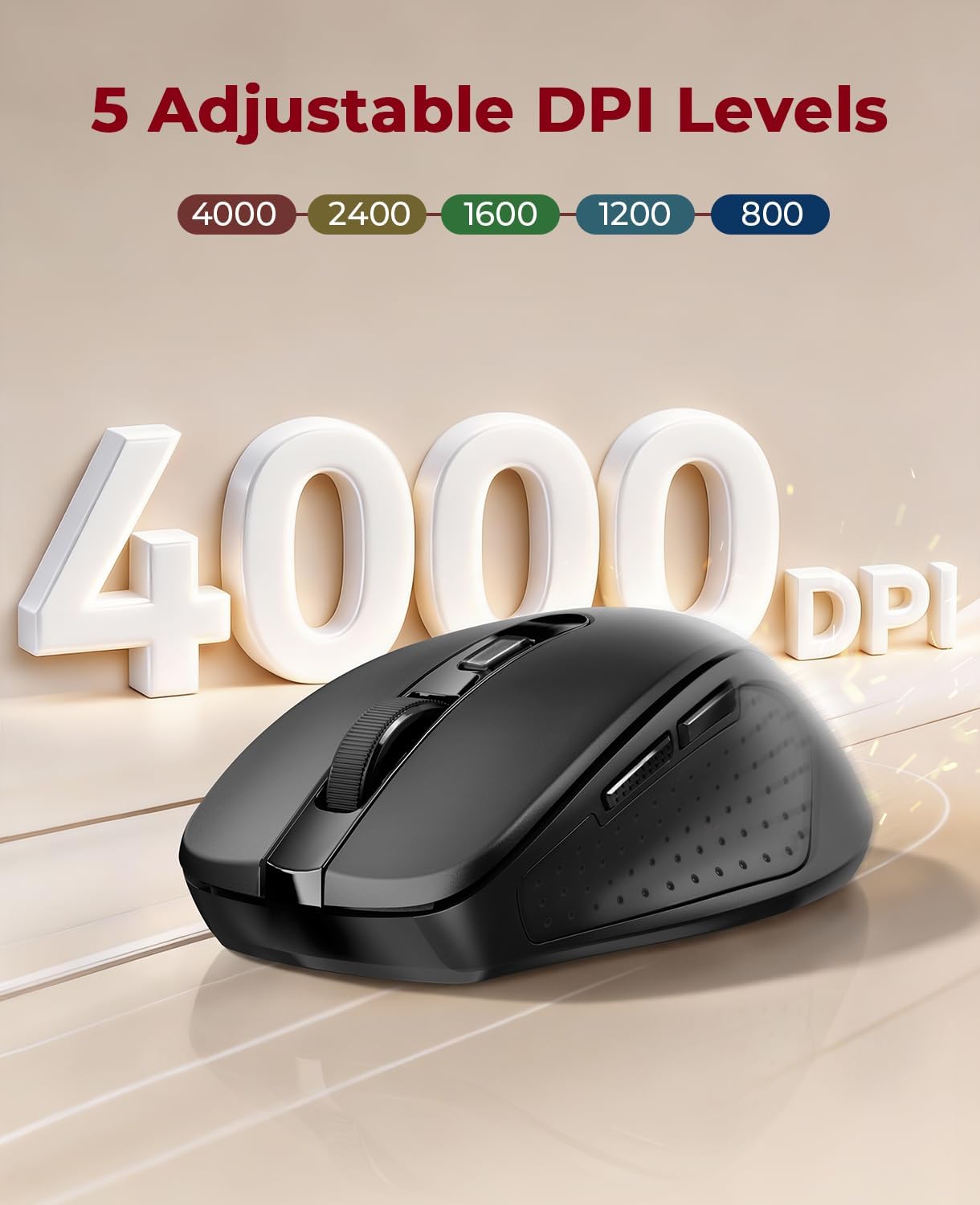 Redragon BT5.0/3.0 2.4G, 6 5 4000DPI 18 Wireless Mouse & Buttons, Level Bluetooth Mouse, Months Battery, Portable