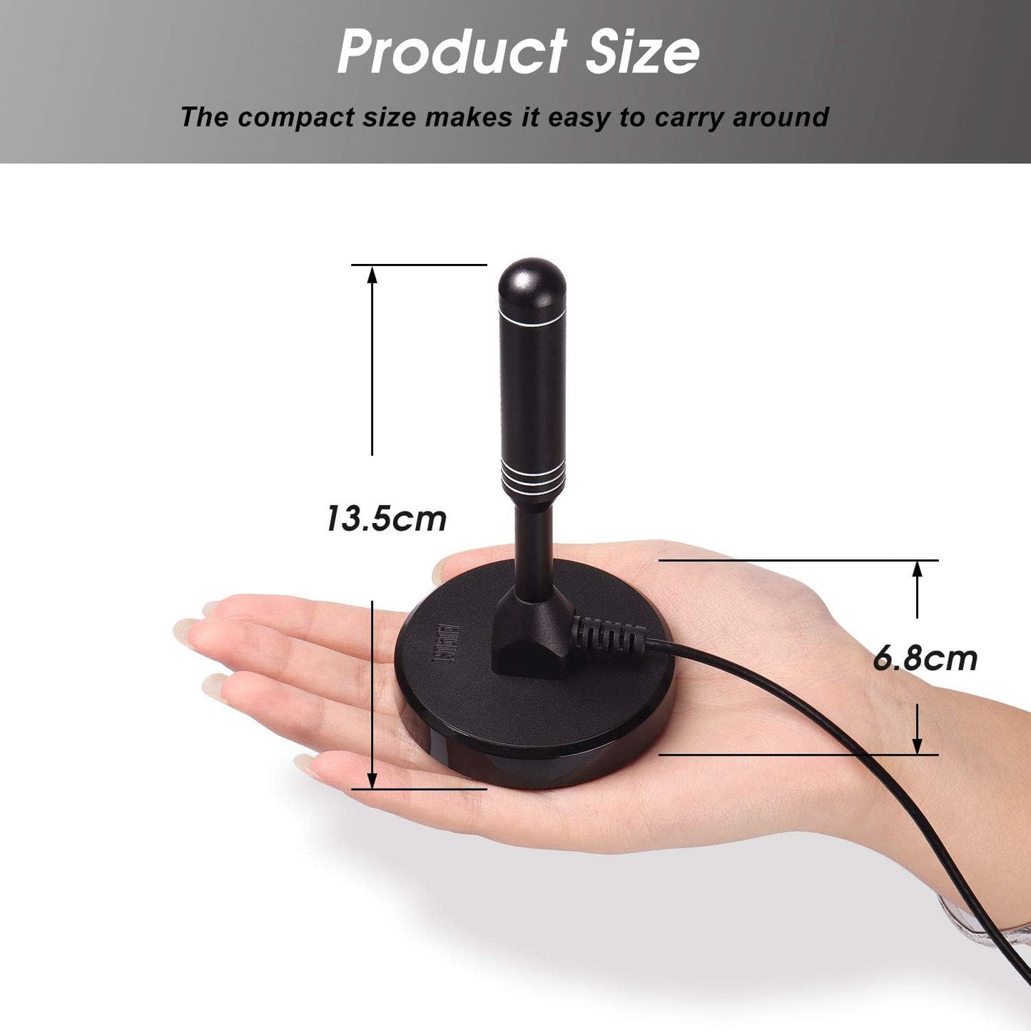 August DTA240 2 50 HDTV Antenna - - Indoor/Outdoor Portable Digital Aerial with Magnetic Base Meters Coax Cable Miles