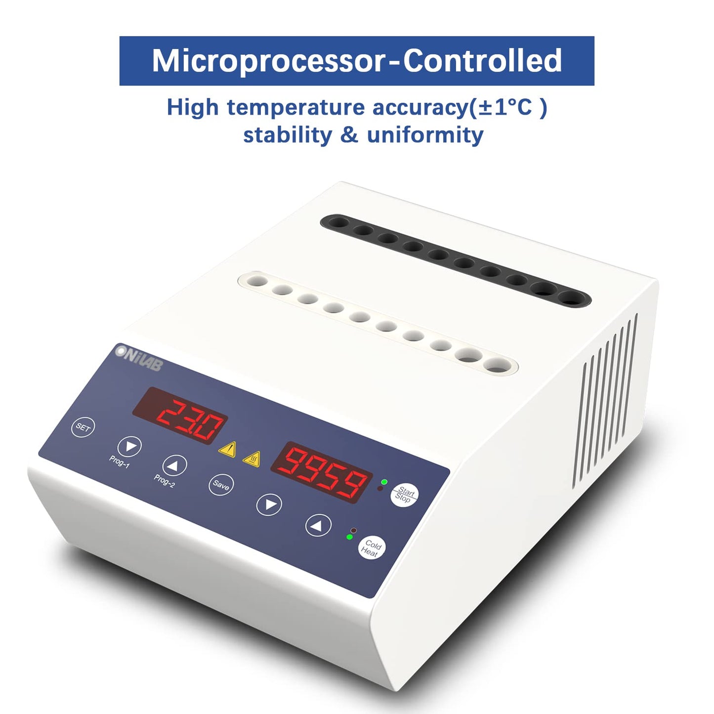 ONiLAB Gel Heating Machine with Heating and Fan Cooling Modes,4x5ml,16x 1ml-2.5ml Holes, PRP PPP Gel Maker Heater with Timer 0-99min59s or Continuous Mode, 2 Stored Programs,10-90℃,260W,110V