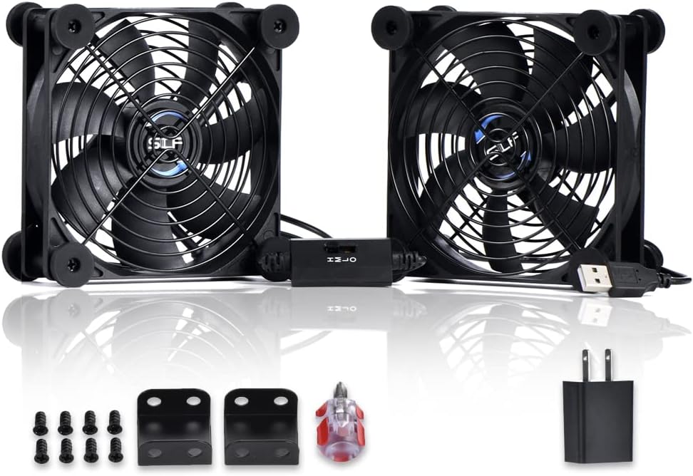 SCCCF 120mm 5V USB Dual Control Fan, Portable Cooling Fan for Flat-Screen TV Receiver Router DVR PlayStation Xbox