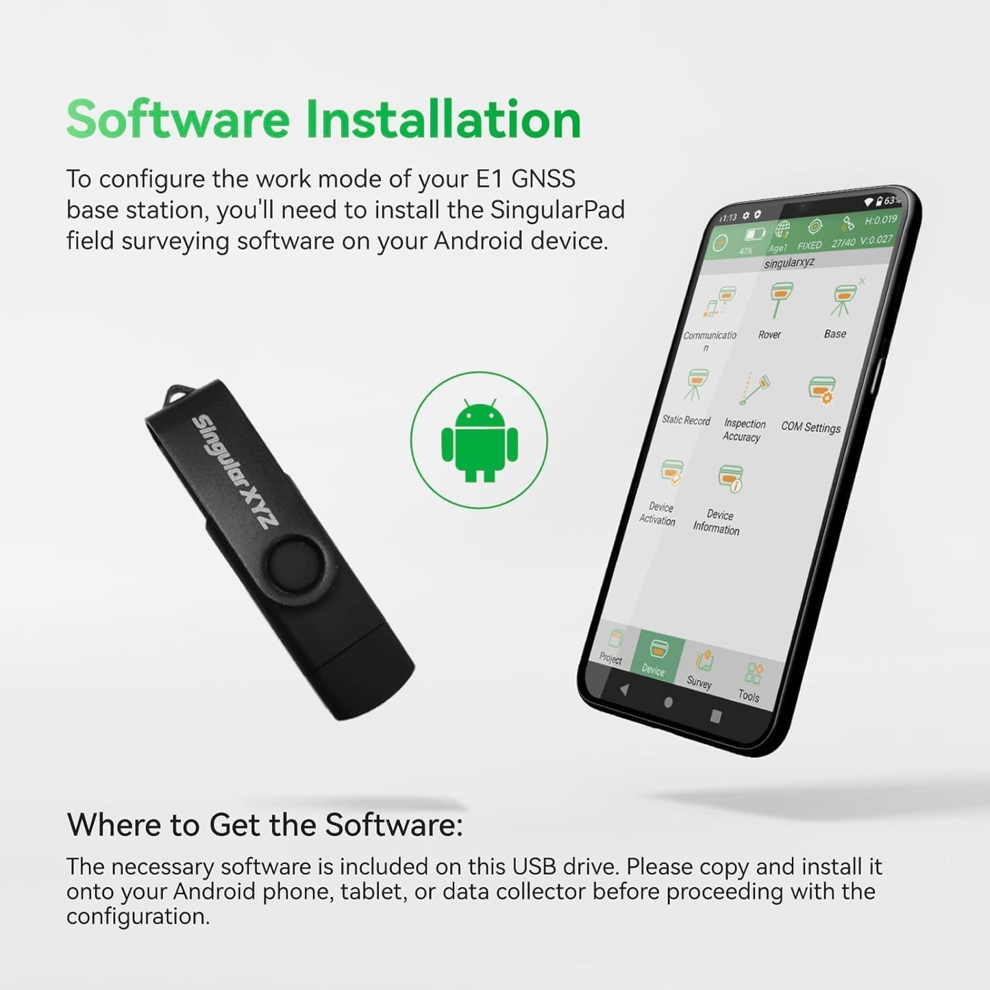 E1 Lite RTK Base Station, High Accuracy GNSS GPS Receiver for Surveying, Drone Mapping & RTK Rover, FCC Certified, Compatible with Third-Party GNSS RTK Receivers (Exclude Tripod)