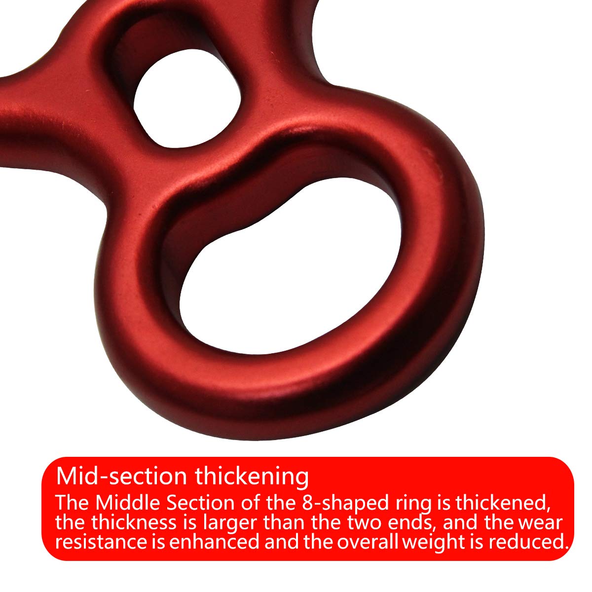 YXGOOD 50KN Rescue Figure, 8 Descender Large Bent-Ear Belaying and Rappelling Gear Belay Device Climbing for Rock Climbing Peak Rescue Aluminum Magnesium Alloy (Red)