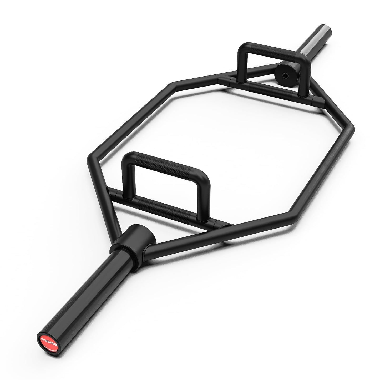 Synergee 25kg Black Olympic Hex Barbell Trap Bar with Two Handles for Squats, Deadlifts, Shrugs and Power Pulls. 56” Long Bar with 10” Sleeve.