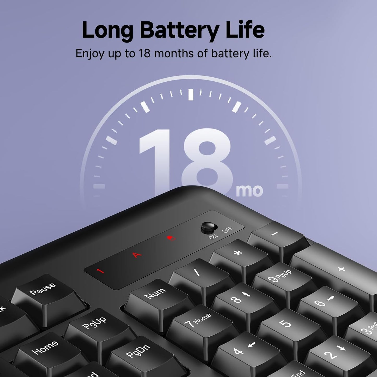 Redragon 2.4G 10 BK7367 Wireless Keyboard, Full-Sized Ergonomic Wireless Computer Keyboard with Individual Multimedia