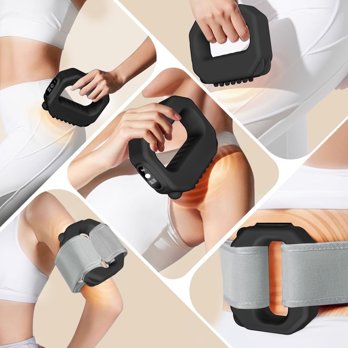 AddWin R10 Fascia Ring Massager, Multifunctional Full-Body Massage Gun, Hands-Free Electric Massager, Ergonomic Design with Waist Belt, Adjustable Massage Modes, 3 Modes & 6 Intensities