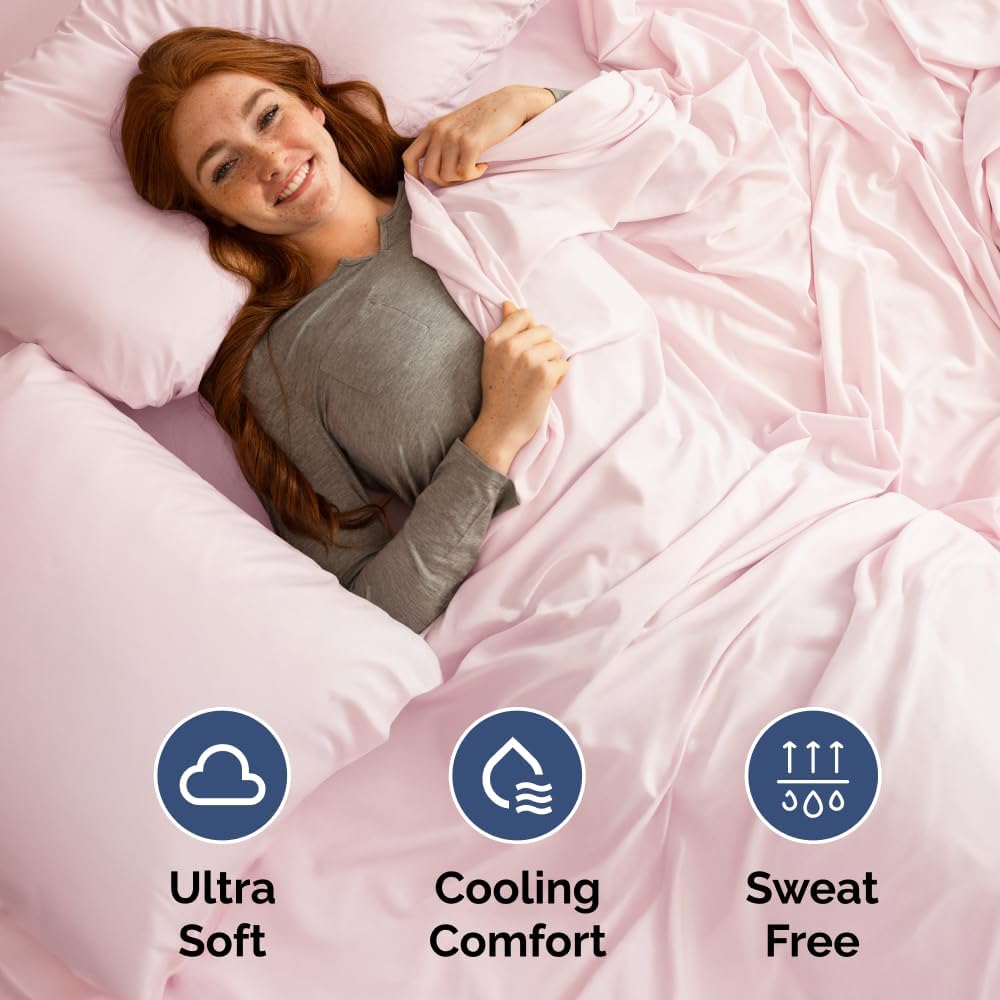 RV Short Queen Sheet Set - Soft, Breathable & Cooling 4-Piece Bedding for Trailers | Fits 8” to 12” Mattresses - Lavender Pink