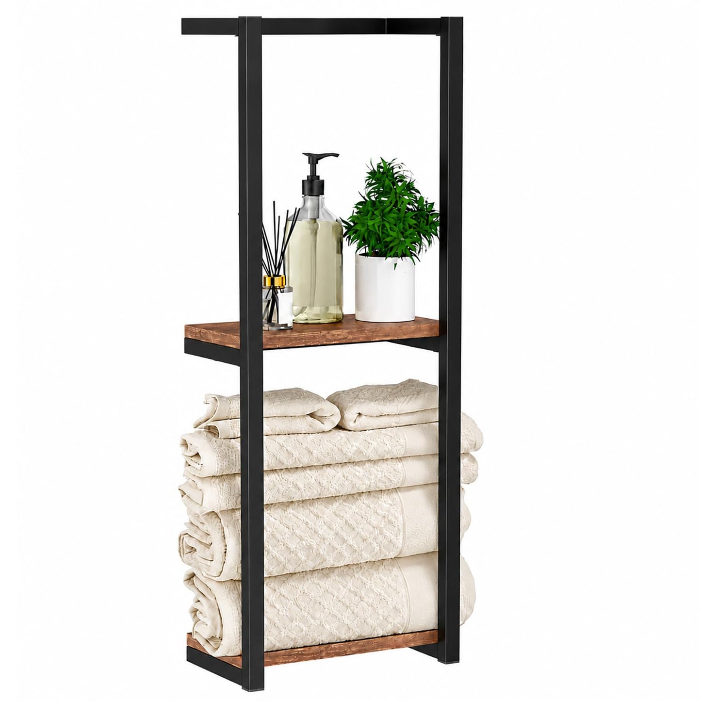 GOTFLYO Towel Racks for Bathroom, 2 Tier Wall-Mounted Towel Rack, Home Decor Shelf, Space-Saving Organizer Rack for Household, Bathroom, and Bedroom