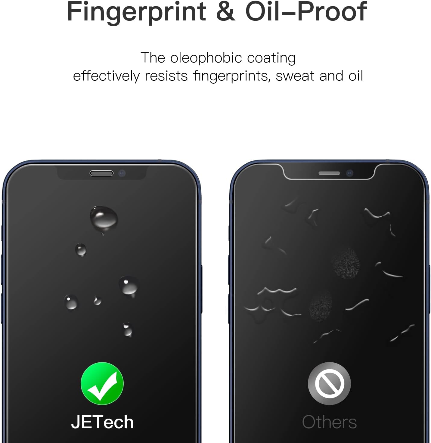 12/12 6.1-Inch, 9H 3-Pack JETech Full Coverage Screen Protector for iPhone Pro Tempered Glass Film Case-Friendly, HD