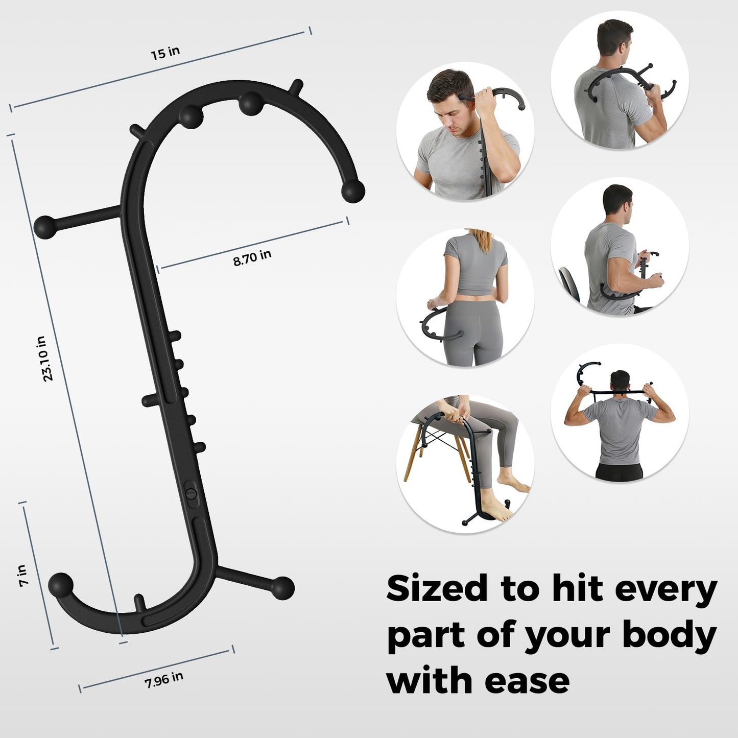 NUREDA Detachable Trigger Point Massage Cane, One-Click Disassembly Massage Hook for Back, Neck & Shoulder Pain Relief, Pressure Point Massage Tool for Muscle Recovery (S Hook)