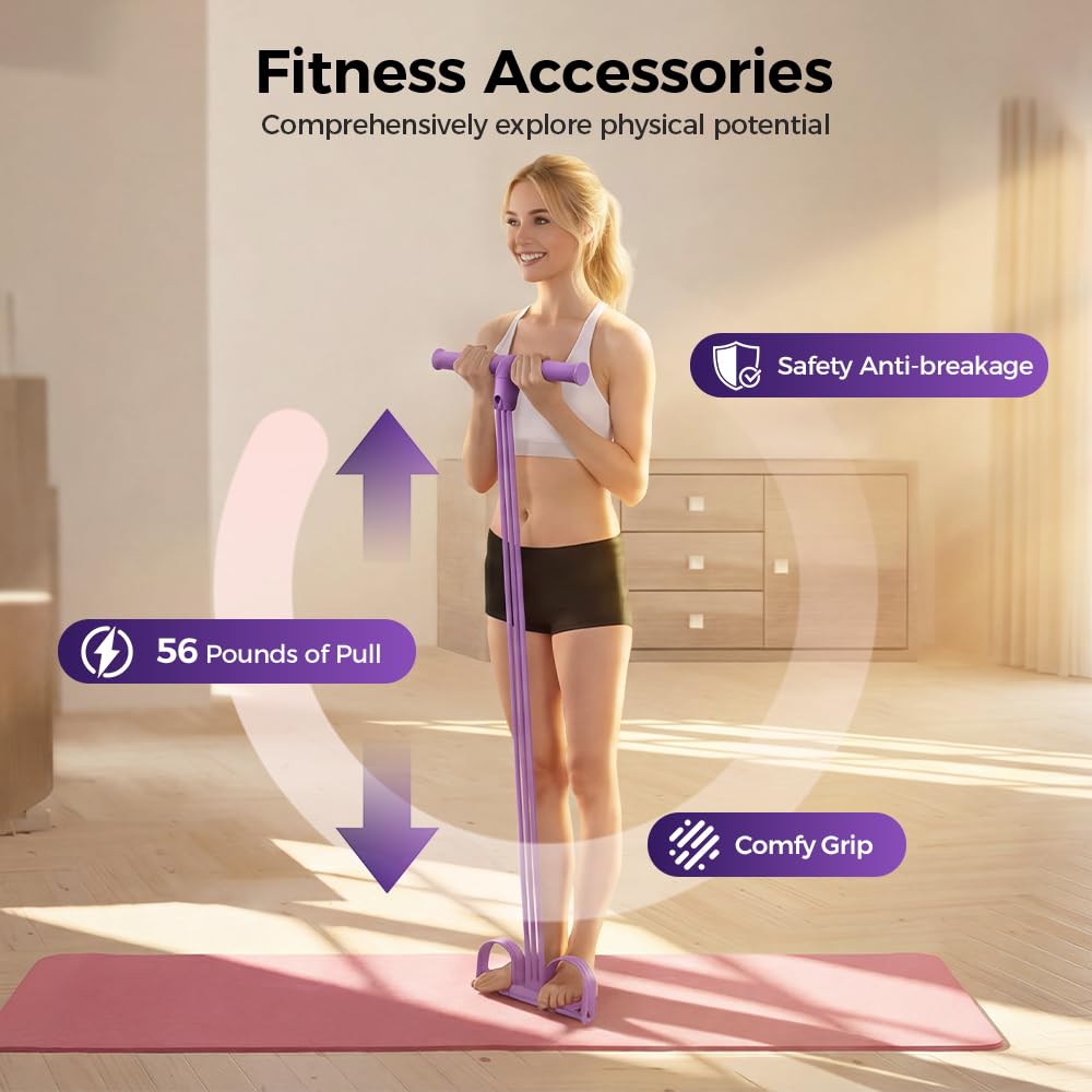 Multifunction Pedal Resistance Band, Pedal Resistance Bands with Handles - 2026 New Elastic Rubber Exercise Band for Full Body Workout, Arm, Leg (Blue)