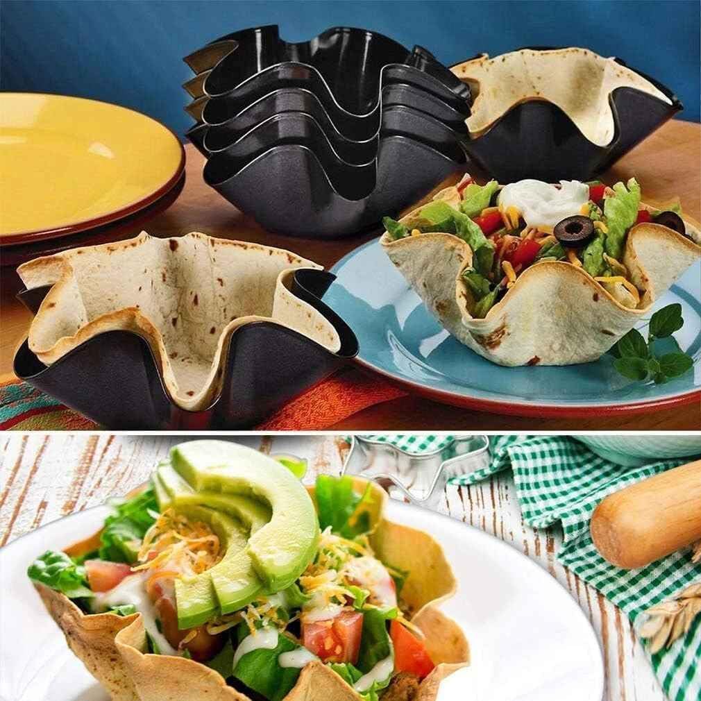 Skiennix Non-Stick Baking Bowls - Carbon Steel Tortilla Bowl Maker for Kitchen | Black Salad Bowl Pans
